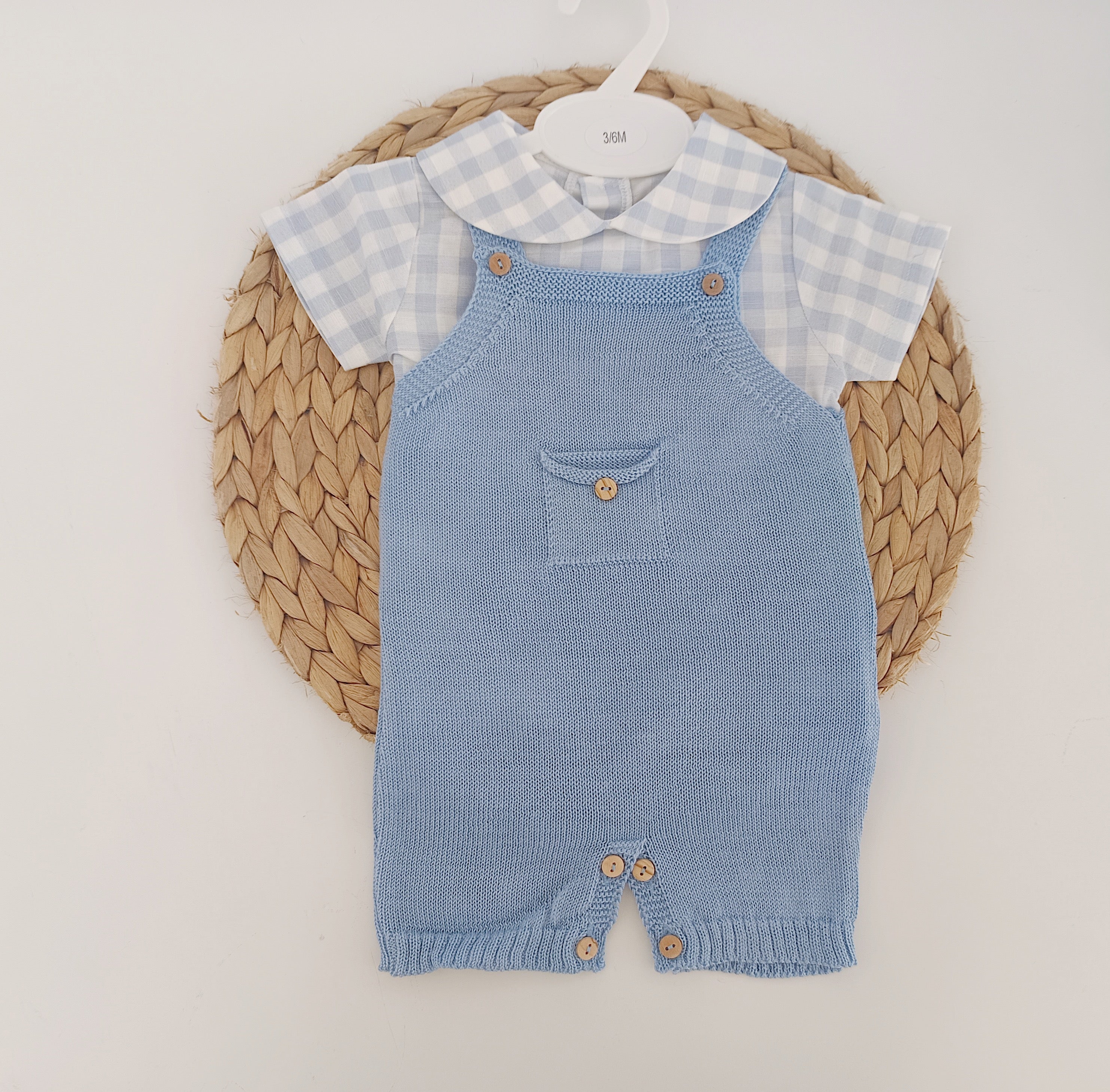 Macacão de Malha Bolso com camisa xadrez Jeans