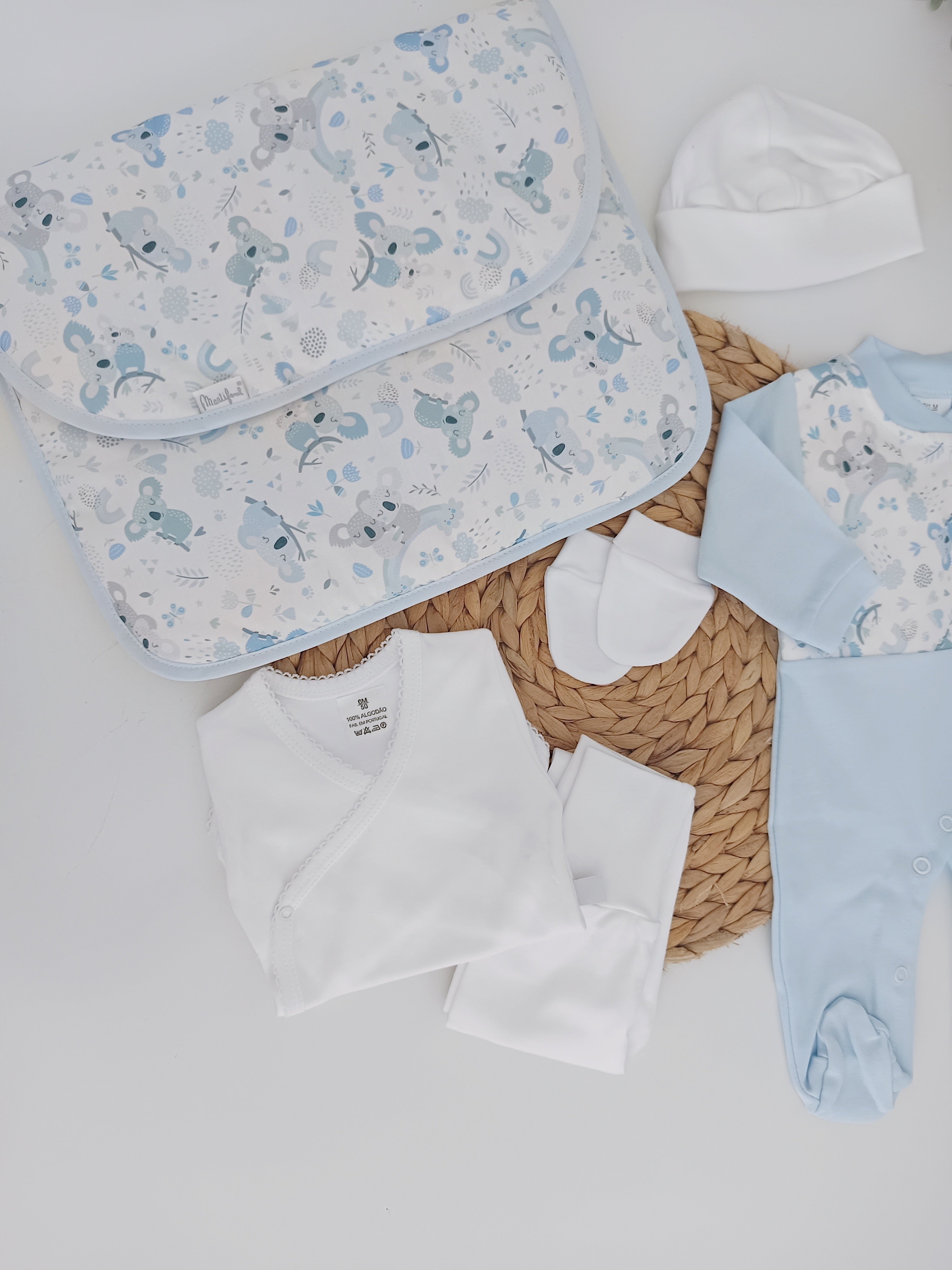 Conjunto de Primeira Roupinha Algodão Koalas Azul