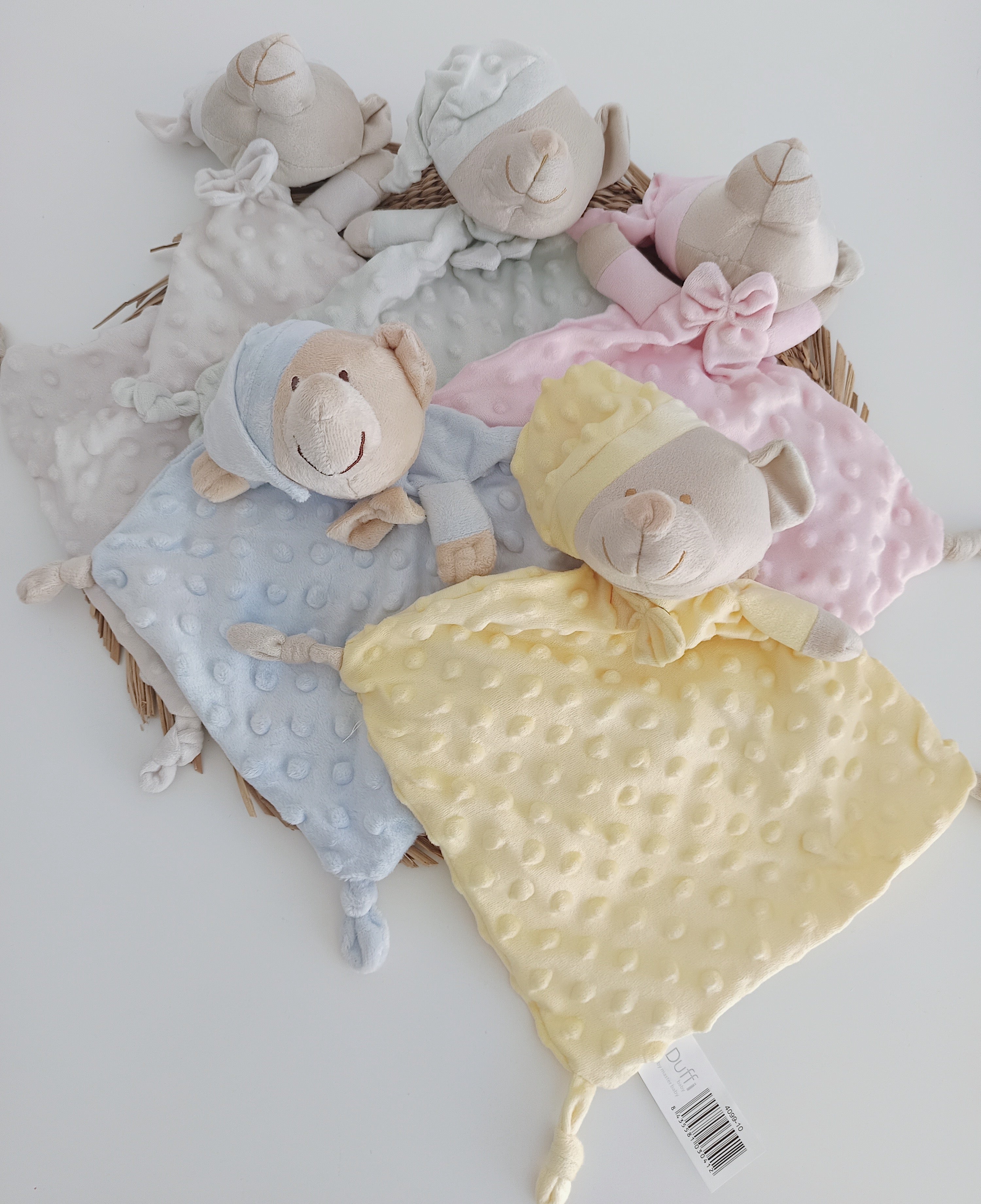 Doudou em pano para Bebé Urso com Barruço