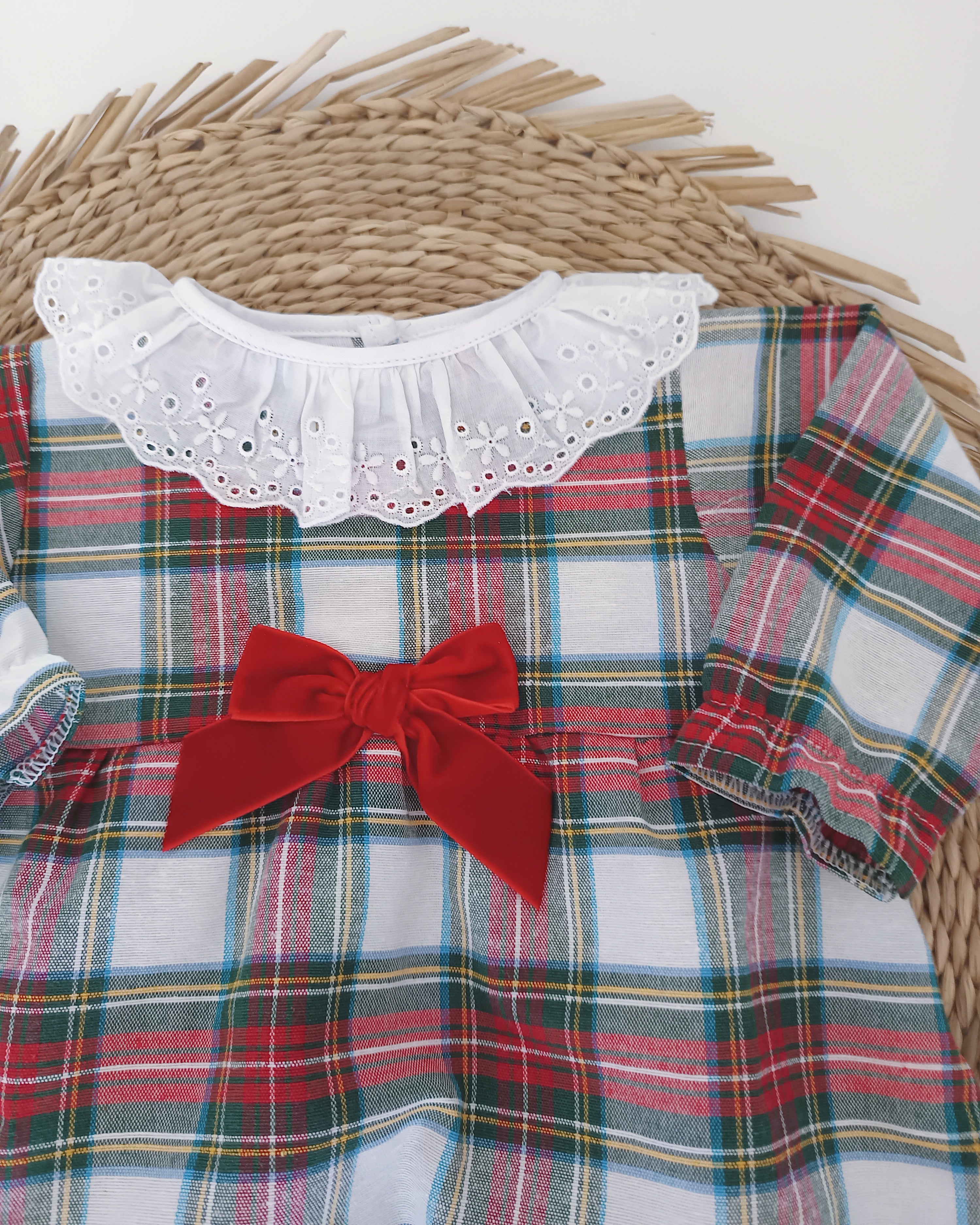 Fofo Xadrez com Laço Branco Verde