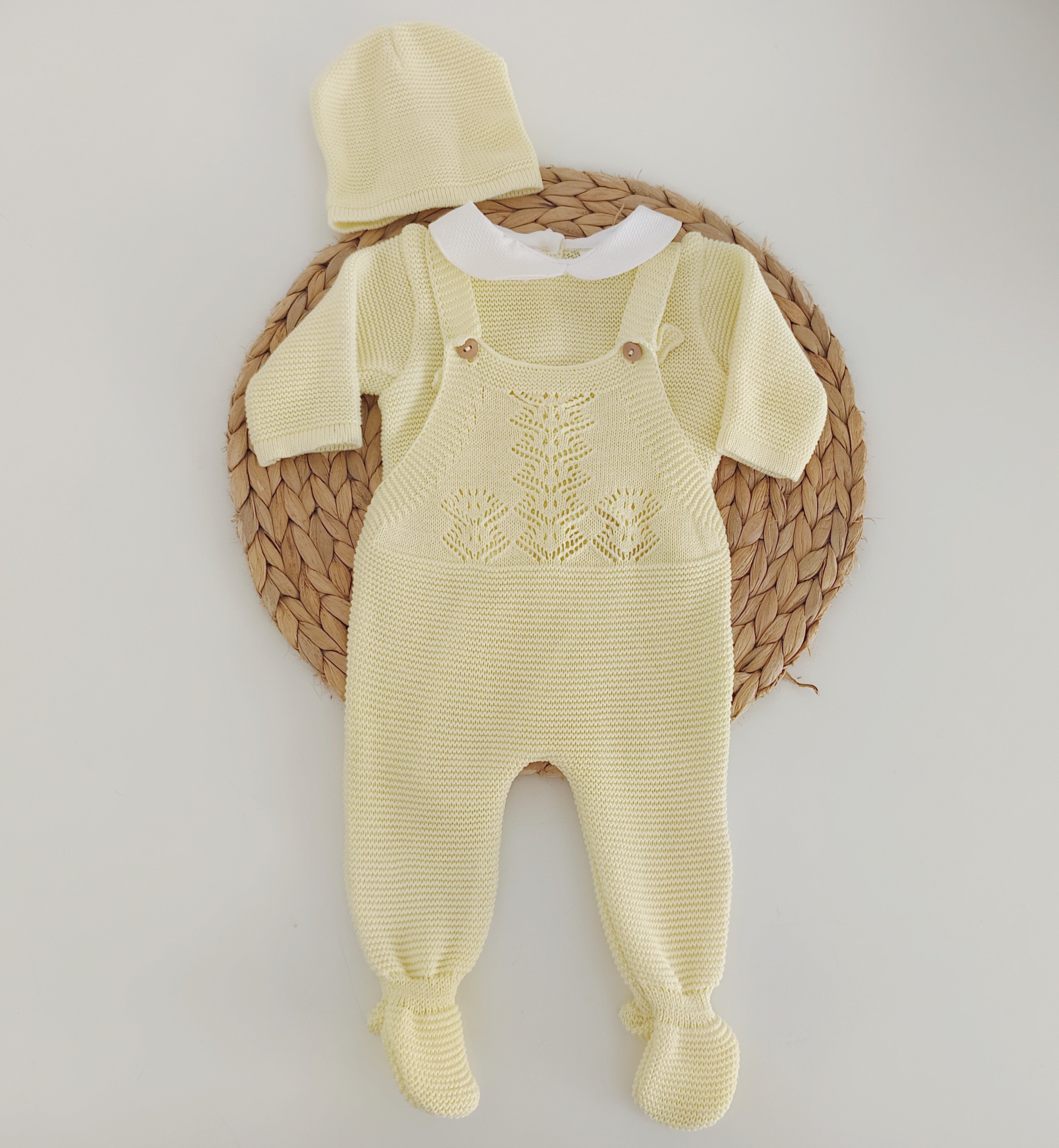 Jardineira Malha Algodão Laço Saída Maternidade Amarelo