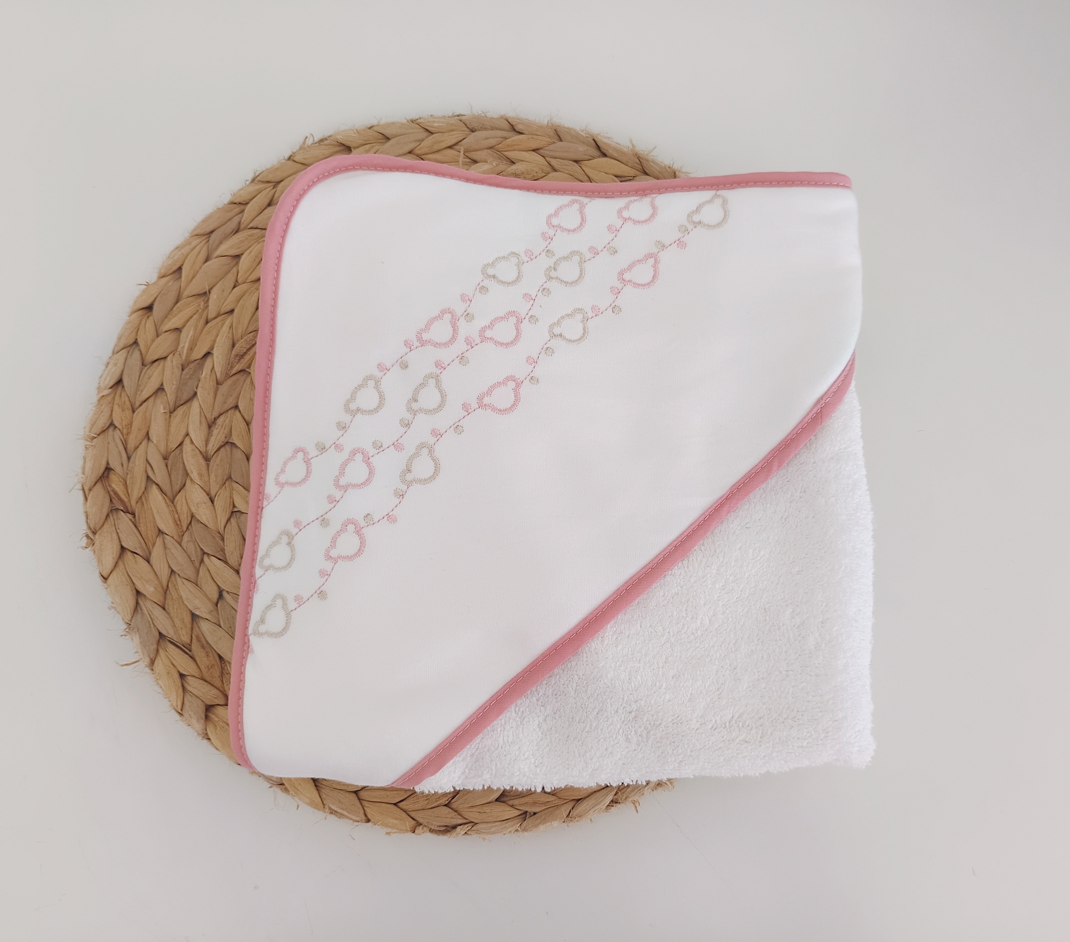 Toalha de Banho para bebé Ursinhos Rosa Velho