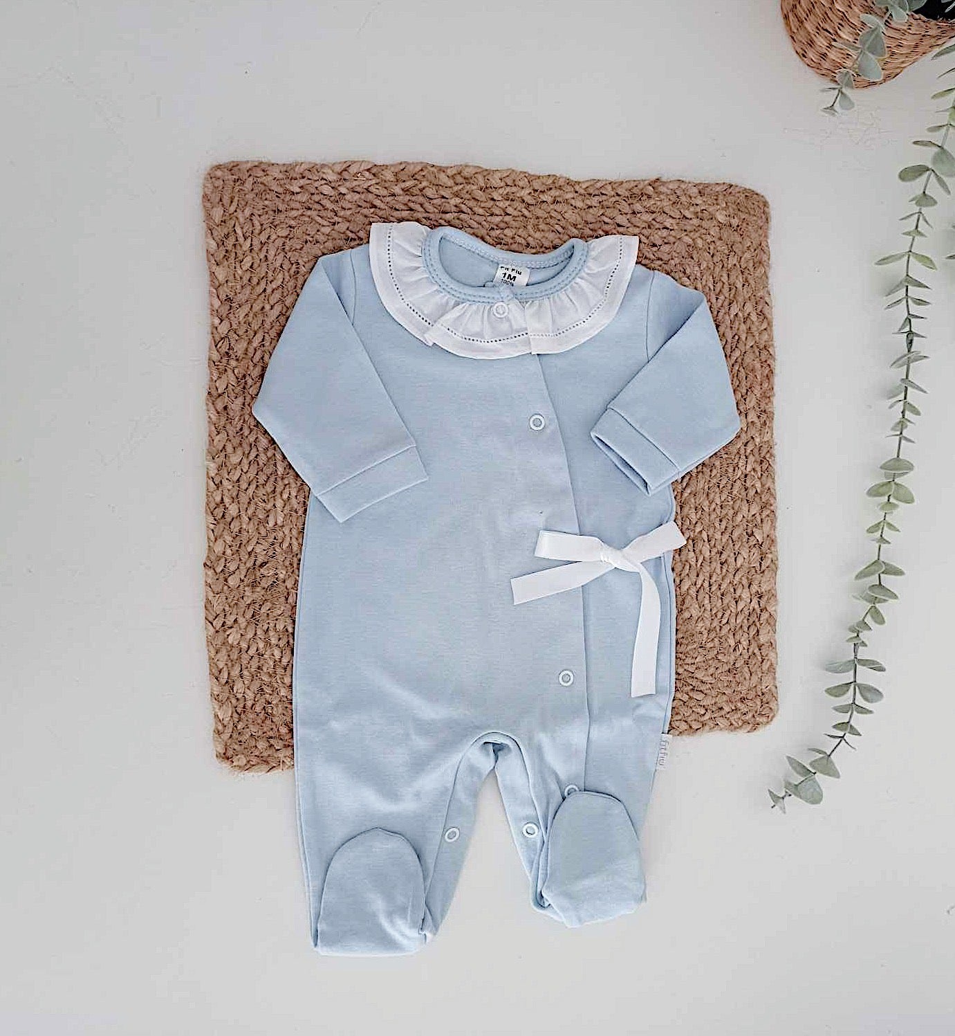 FitFiu Babies® | Babygrow Algodão com Laço Cetim Azul