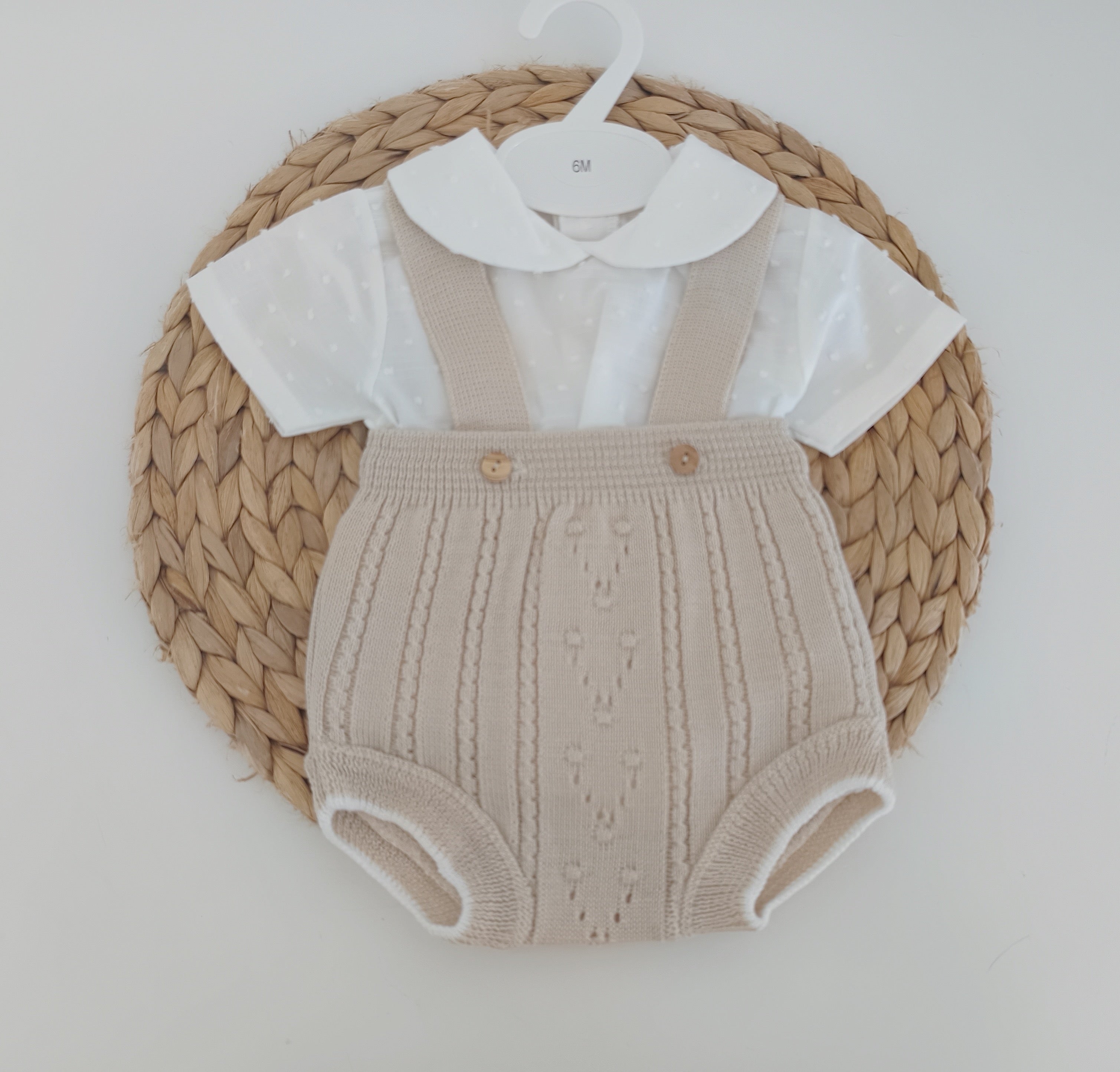 Fofo de Malha com Camisa Manga Curta Areia