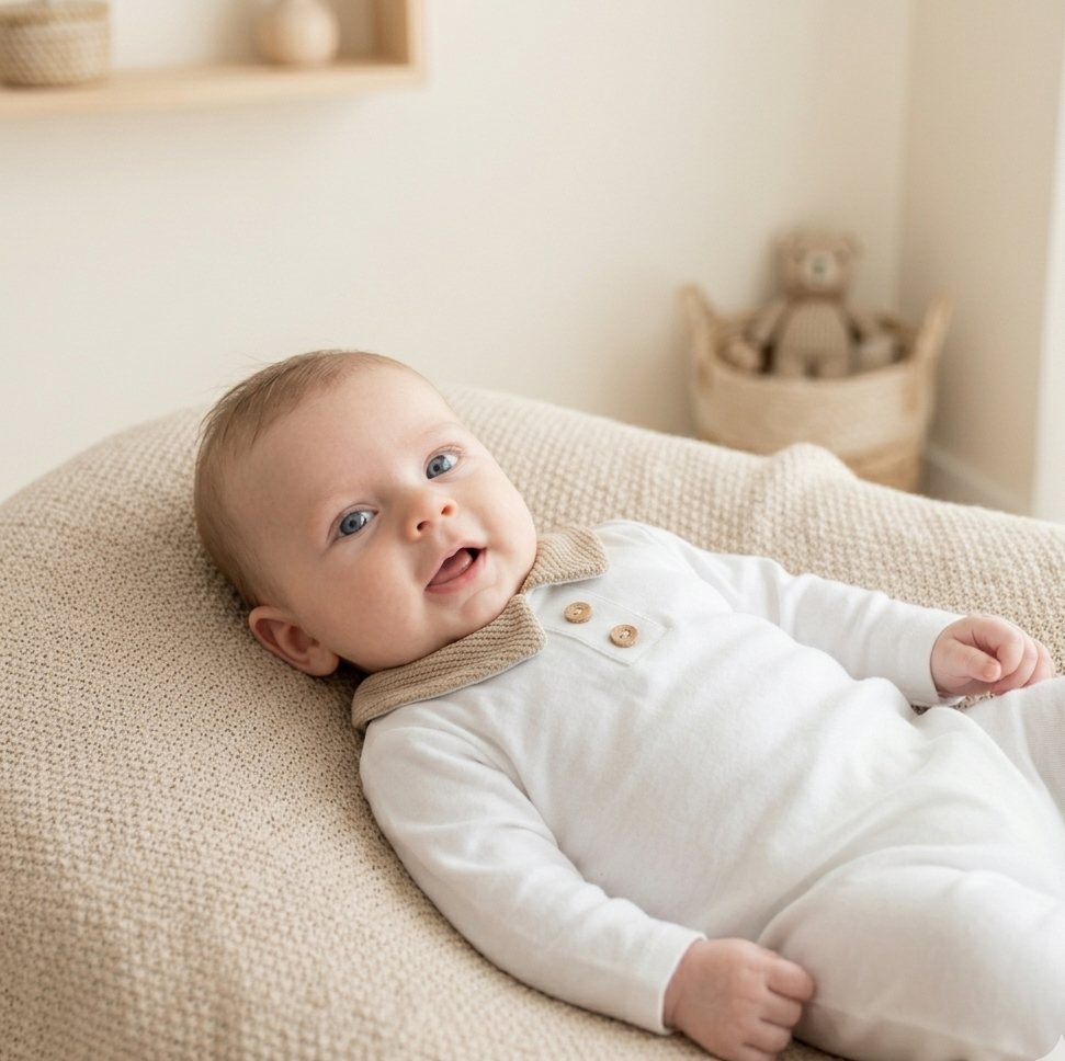 Babygrow bebé areia com gola waffle e botões decorativos FitFiu Babies