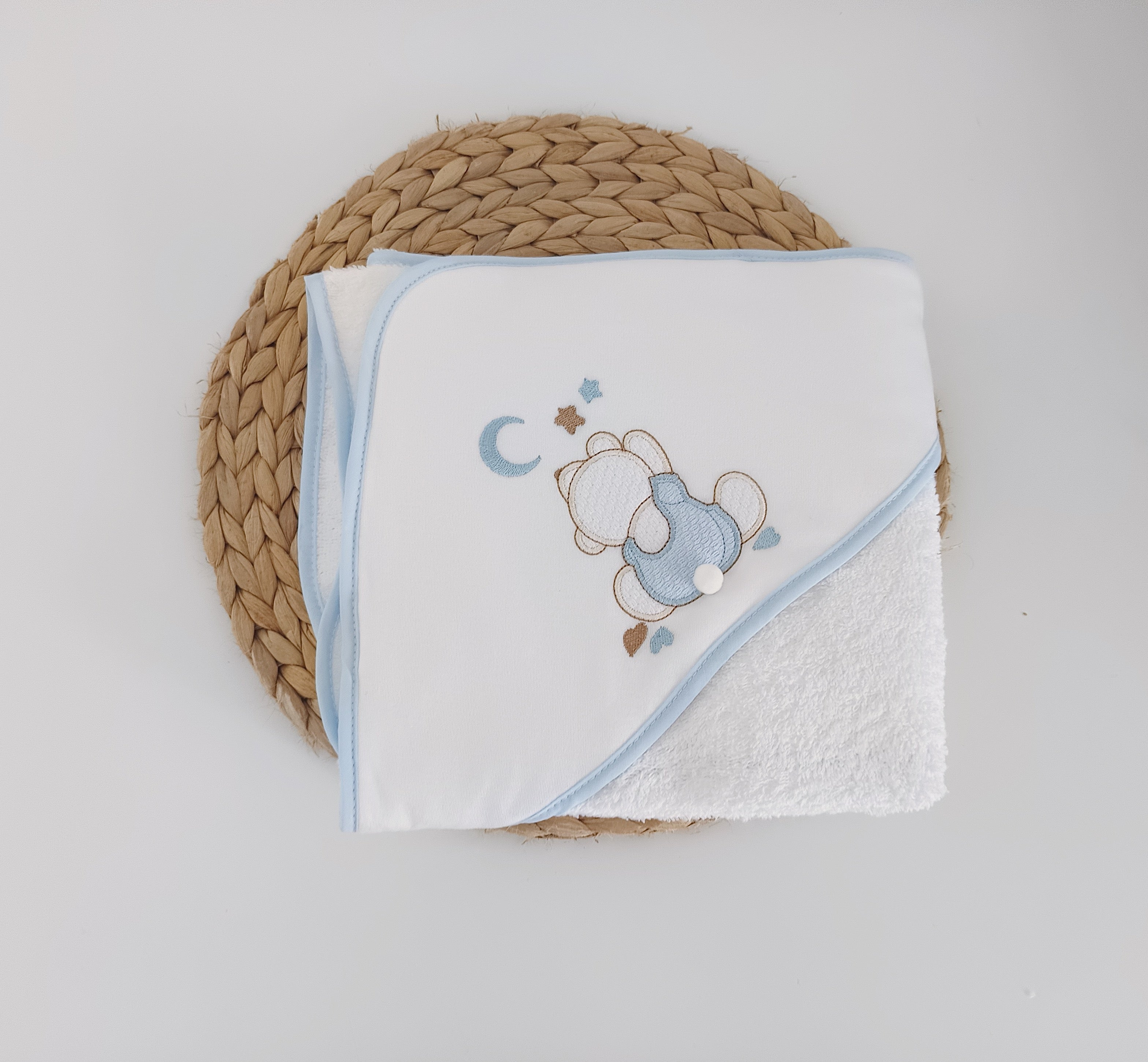 Toalha de banho para Bebé Urso Lua Azul