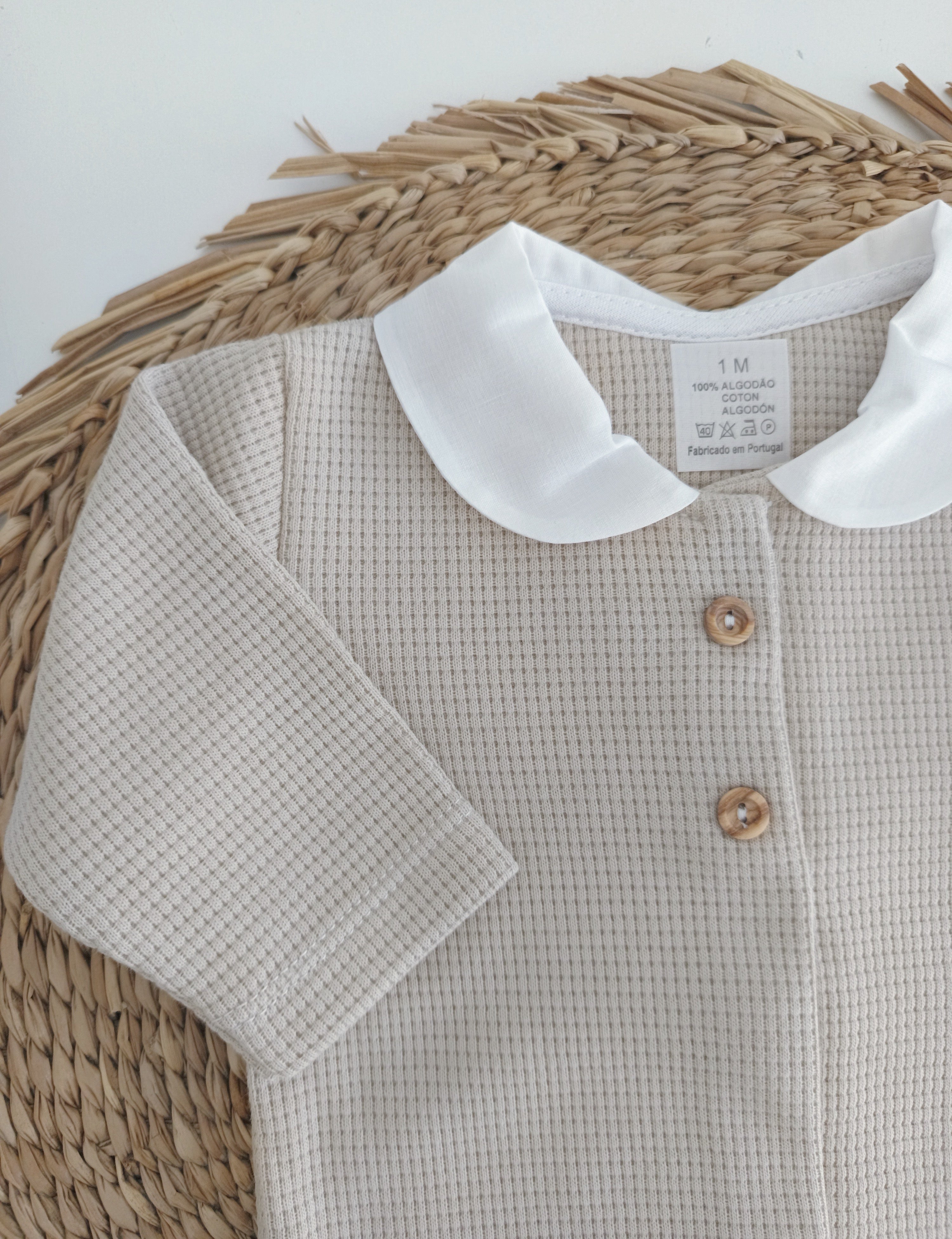 Babygrow Algodão Botões Areia