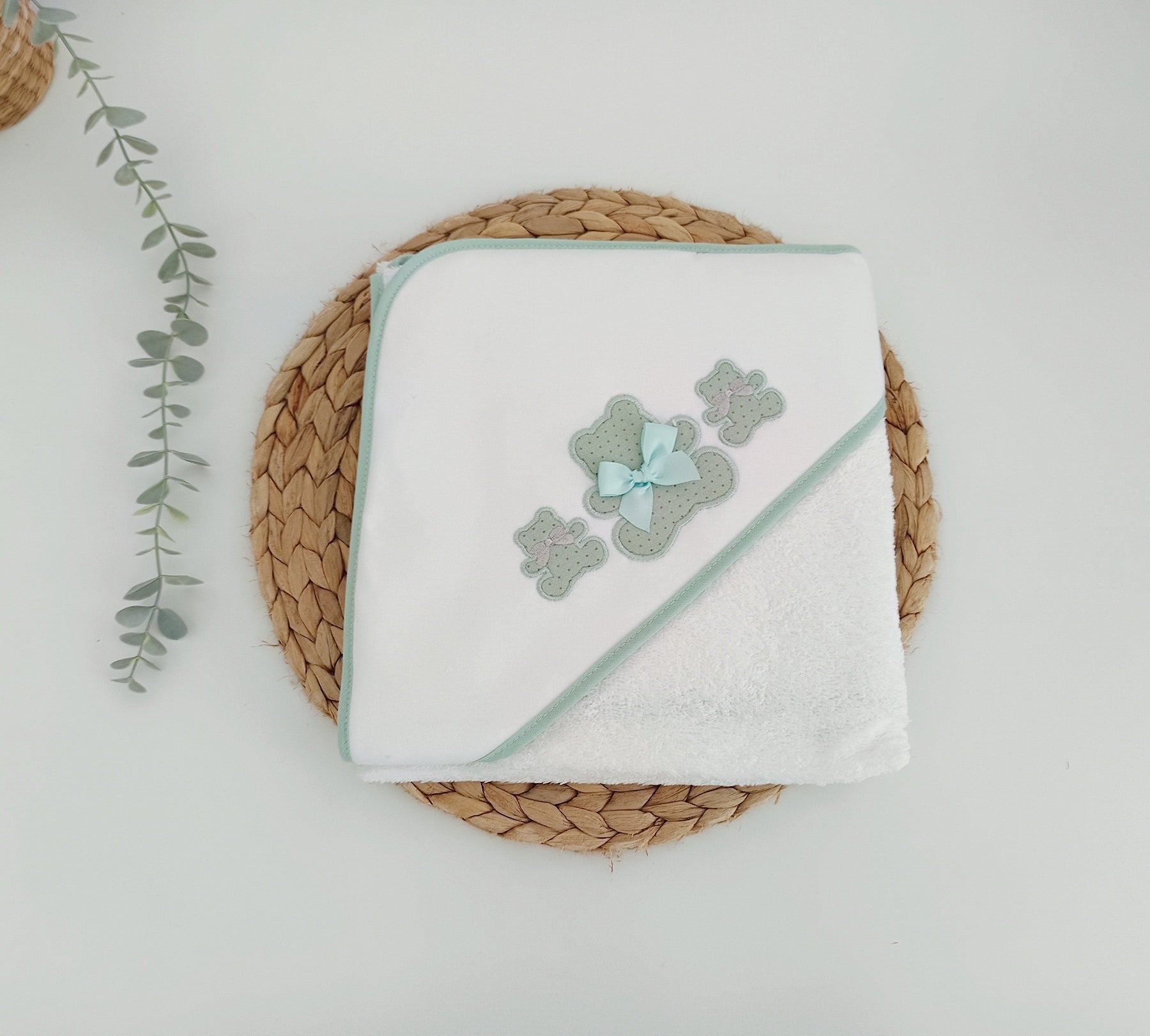 Toalhão de Banho para Bebé Três Ursinhos Verde