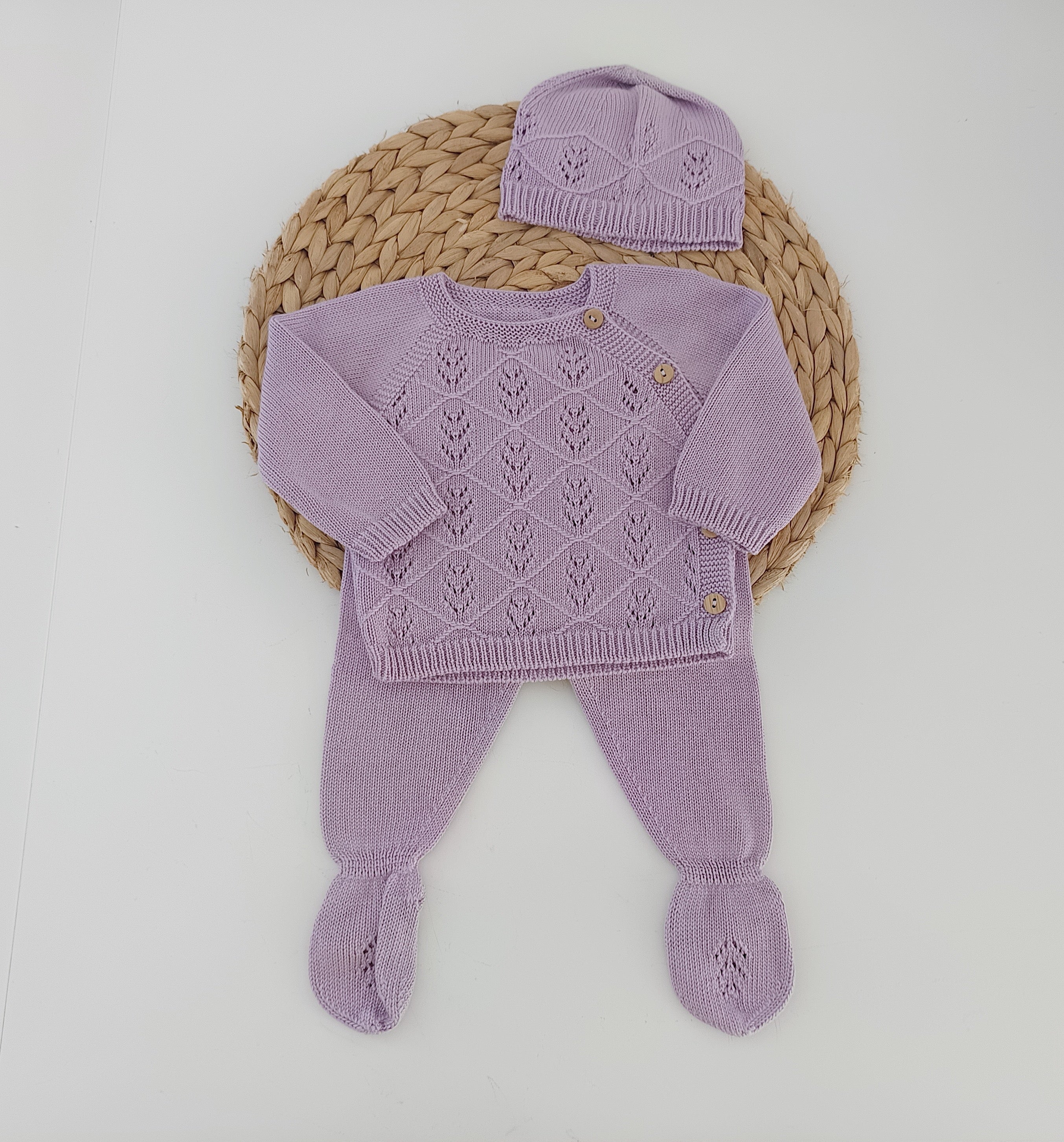 Conjunto de Malha com gorro Lilás