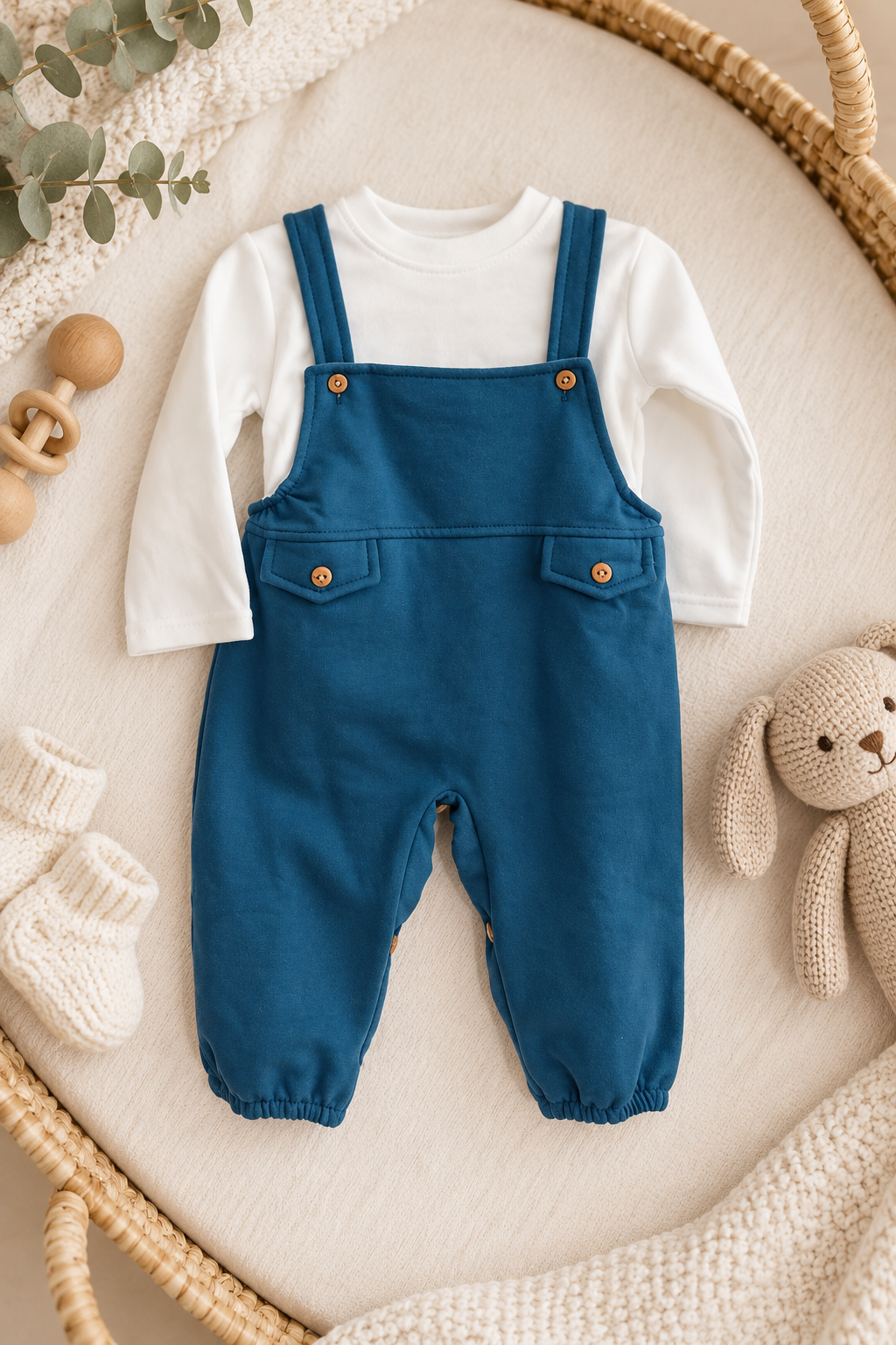 Jardineiras com Camisola de Algodão Jeans