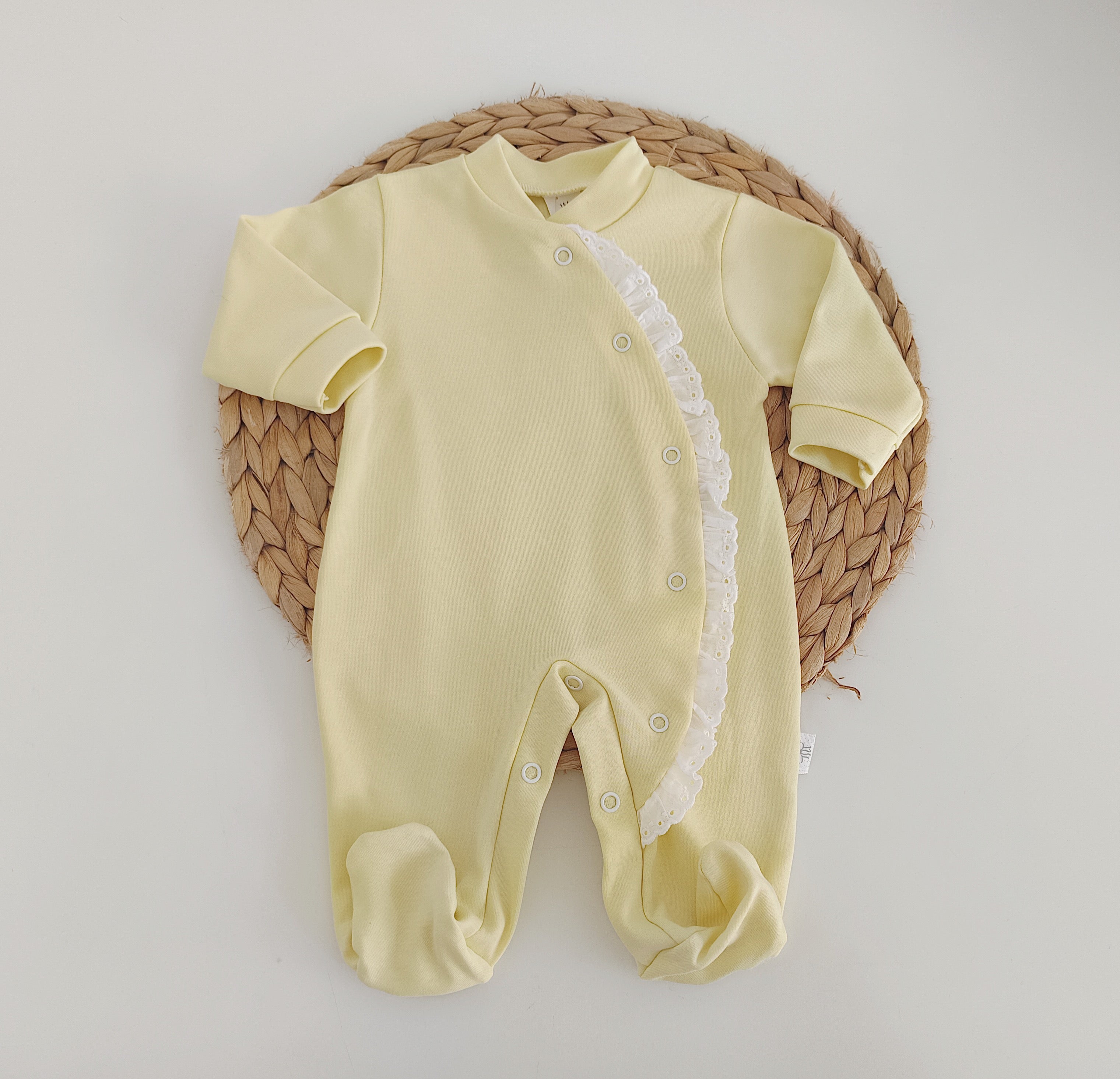 Babygrow Veludo Folho Lateral Amarelo