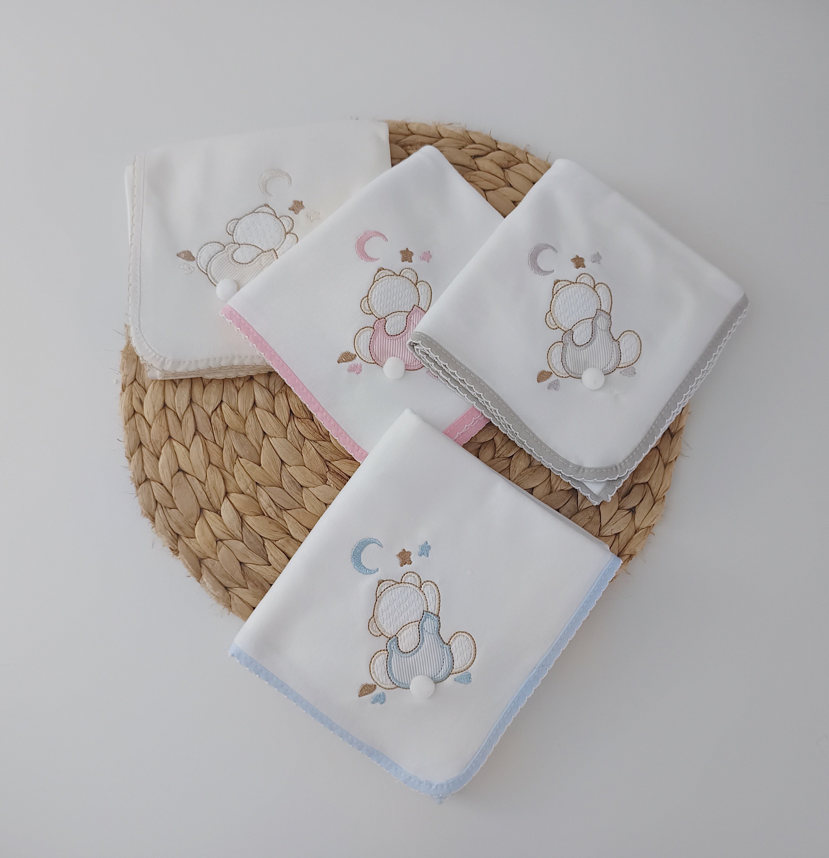 Fralda de Algodão para Bebé Urso Lua Pompom