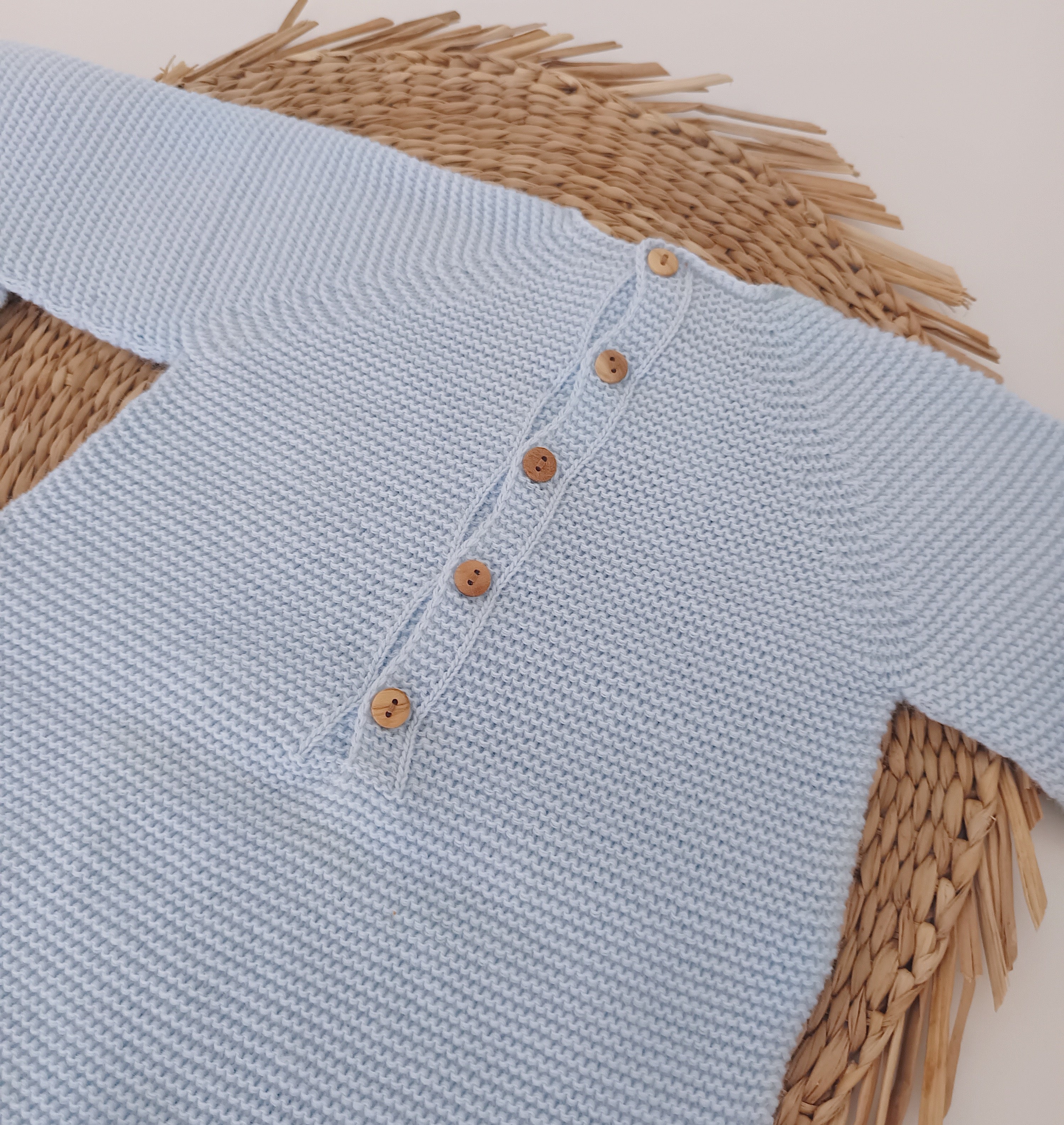 Babygrow de Malha Botões com touca Azul