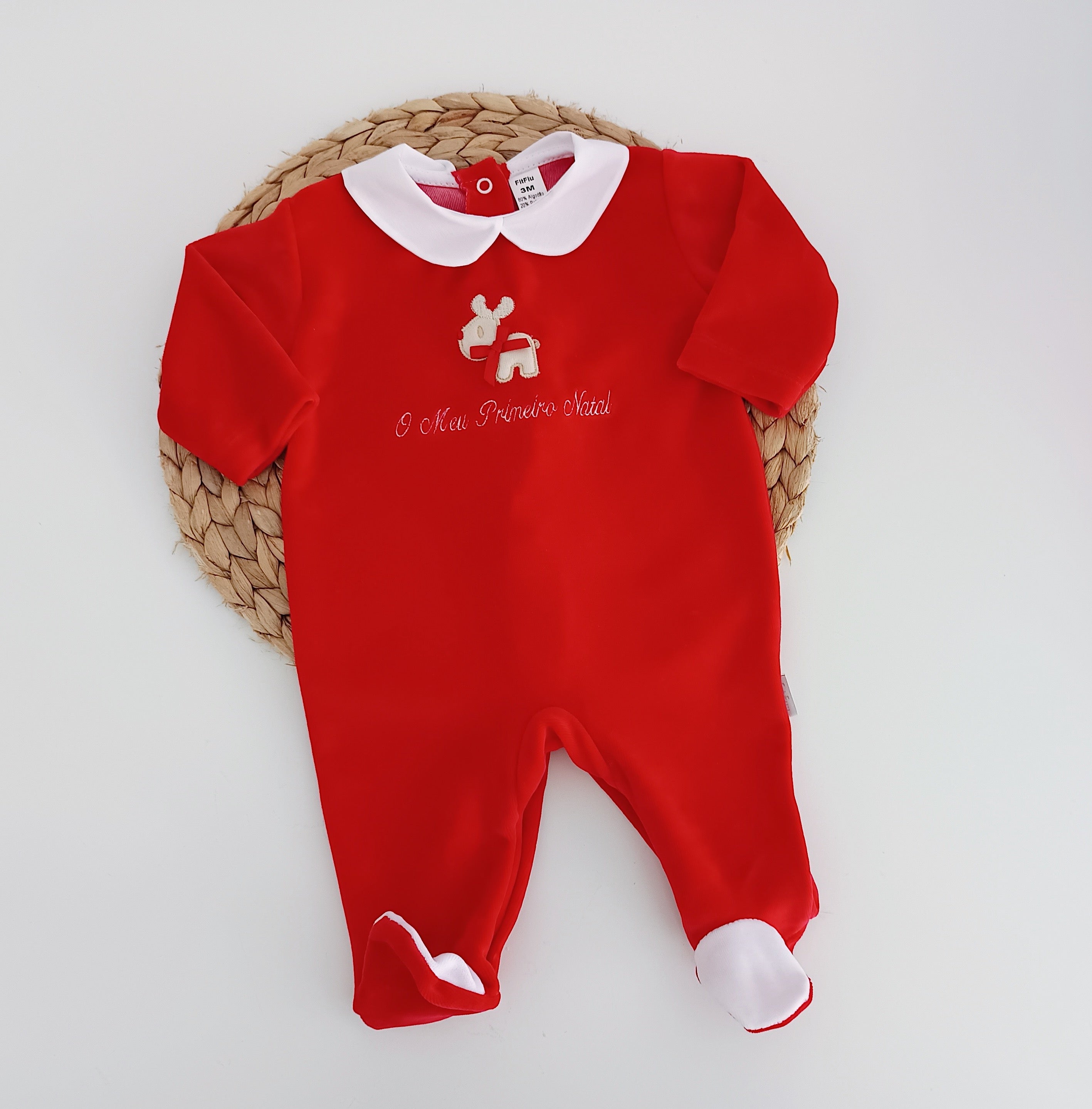 FitFiu Babies® | Babygrow em veludo O Meu Primeiro Natal