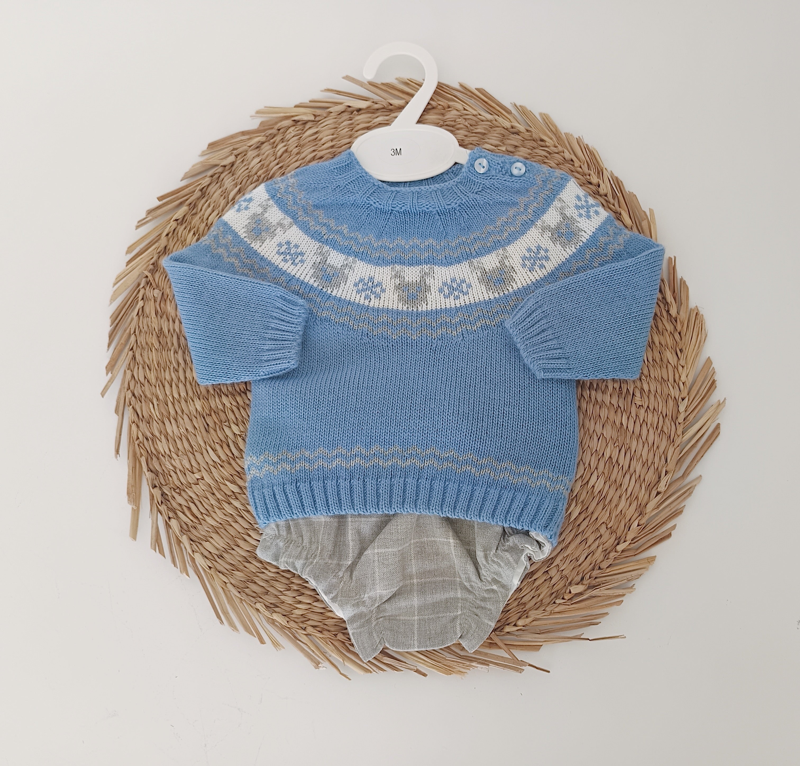 Tapa Fraldas com Camisola de Malha Azul