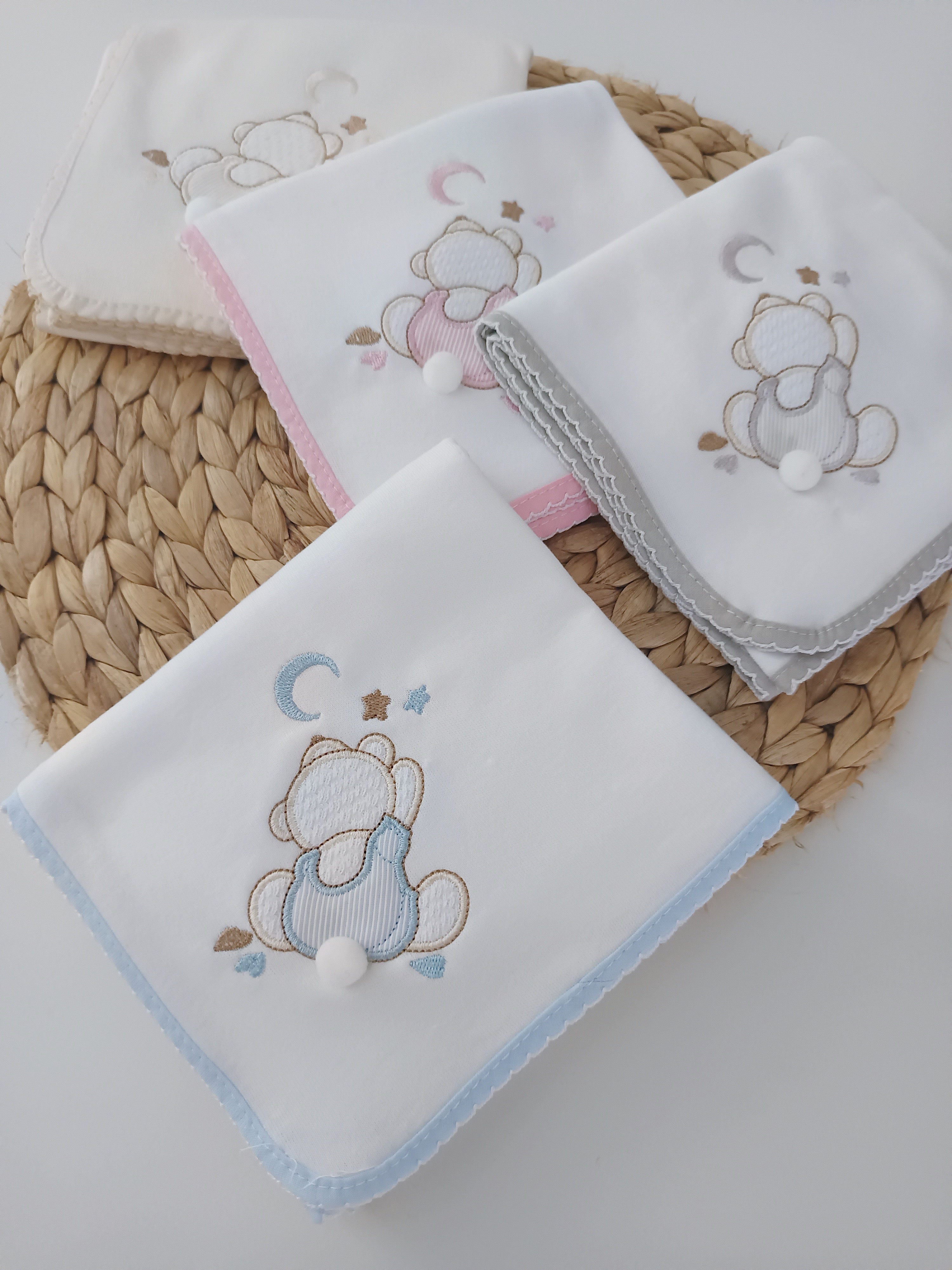 Fralda de Algodão para Bebé Urso Lua Pompom