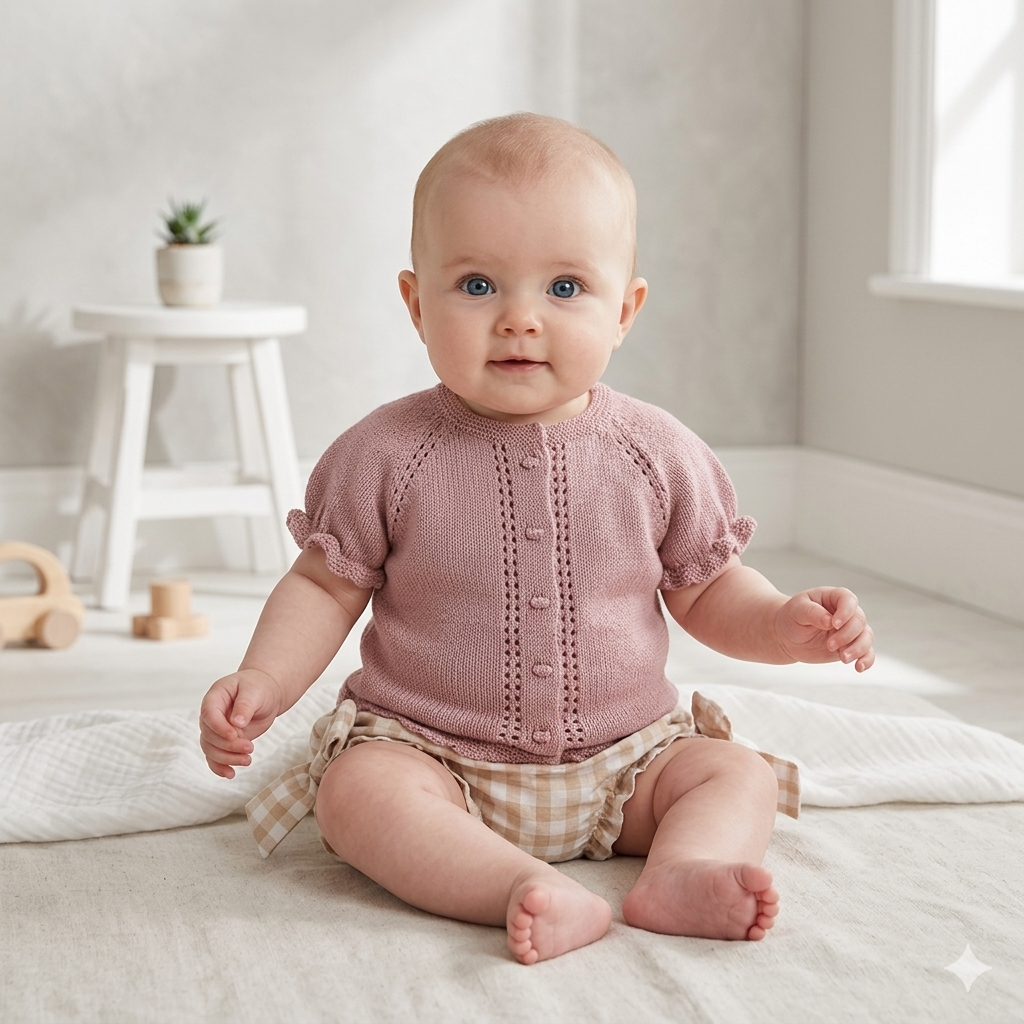 Tapa Fraldas Xadrez com Camisola Manga Curta Rosa Velho
