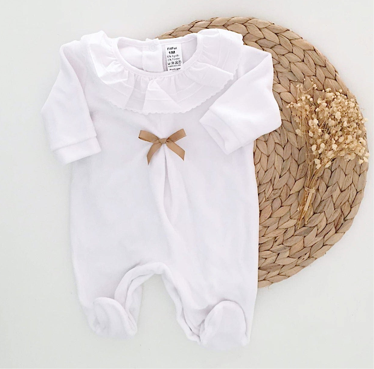 FitFiu Babies® | Conjunto Laço Areia c/ babete Amor Para a Vida Toda