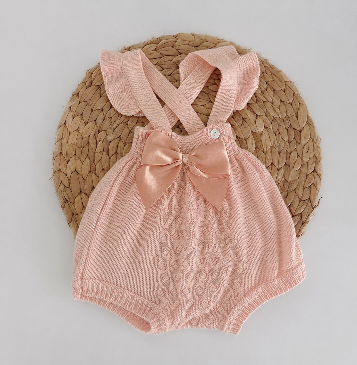 Fofo de Bebé Malha Laço Rosa Velho