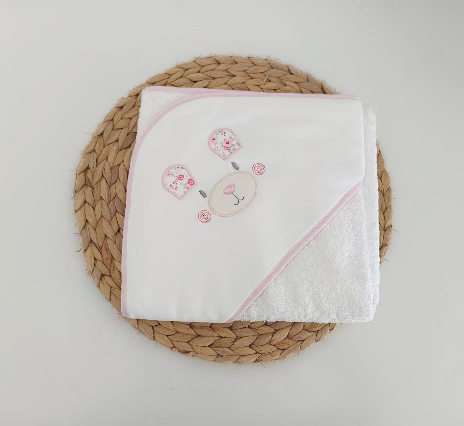 Toalha de banho para Bebé Urso Rosa