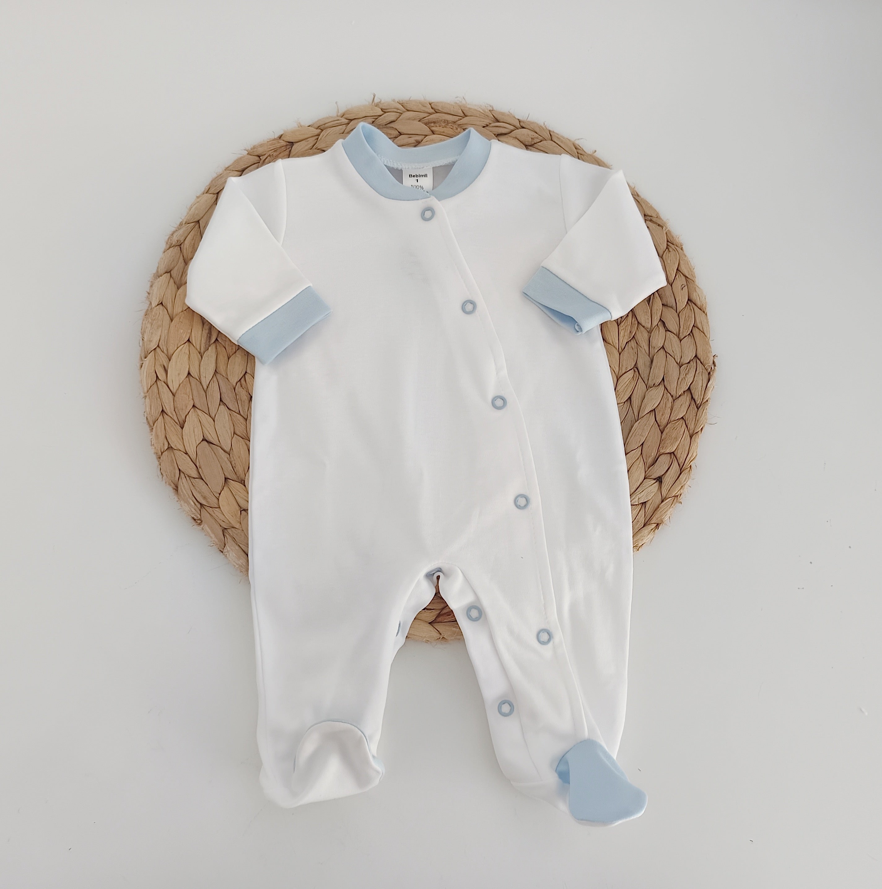 Babygrow Algodão Gola Azul