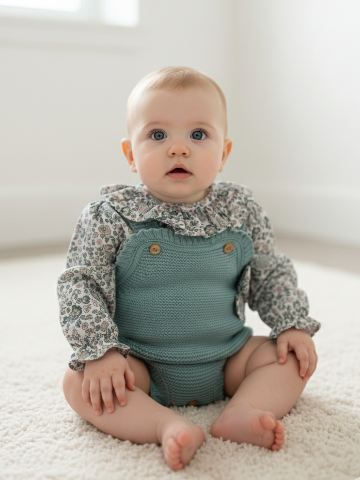 Fofo de Malha com Blusa Flores Verde