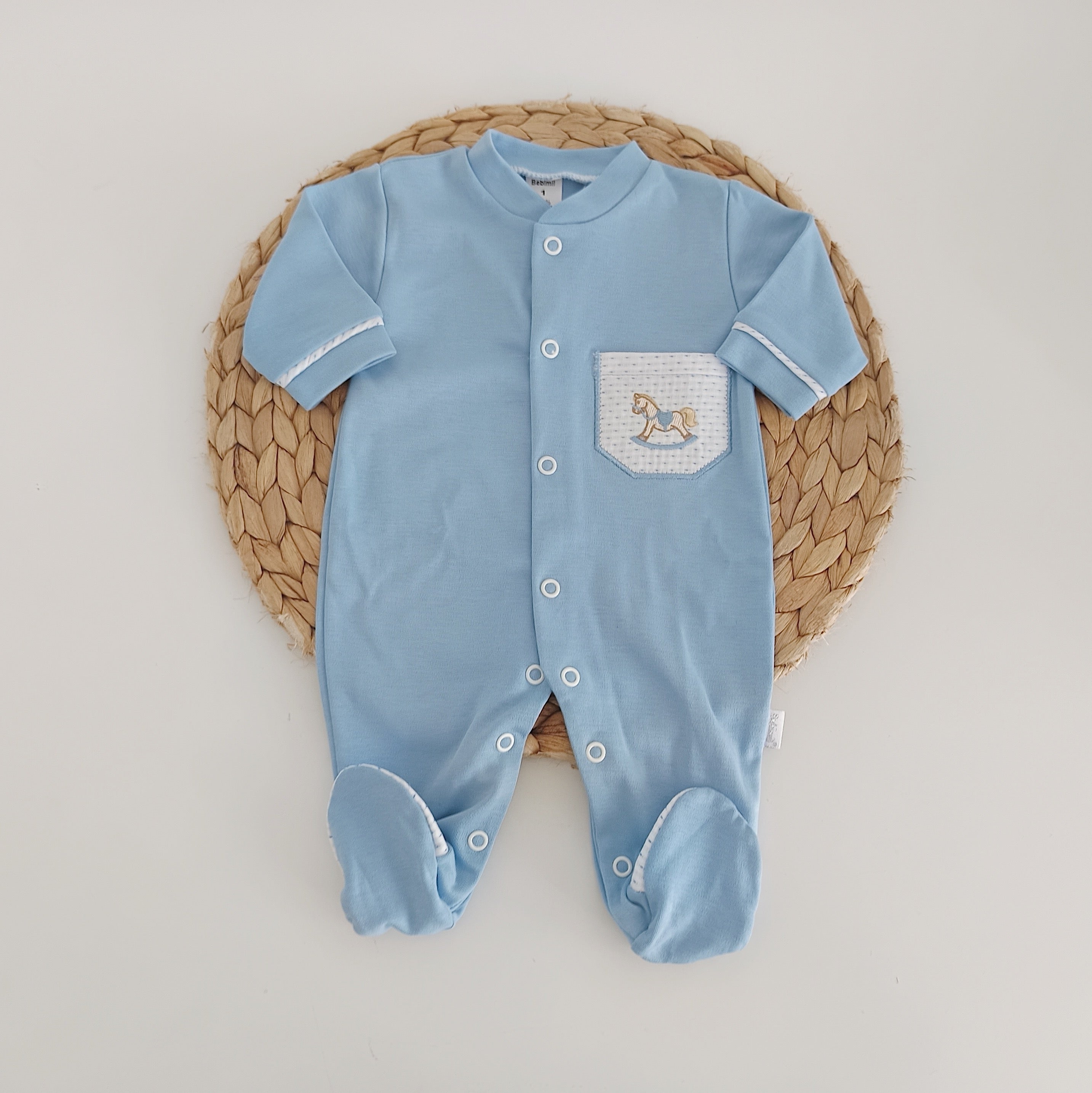 Babygrow Algodão Bolso Cavalinho Jeans