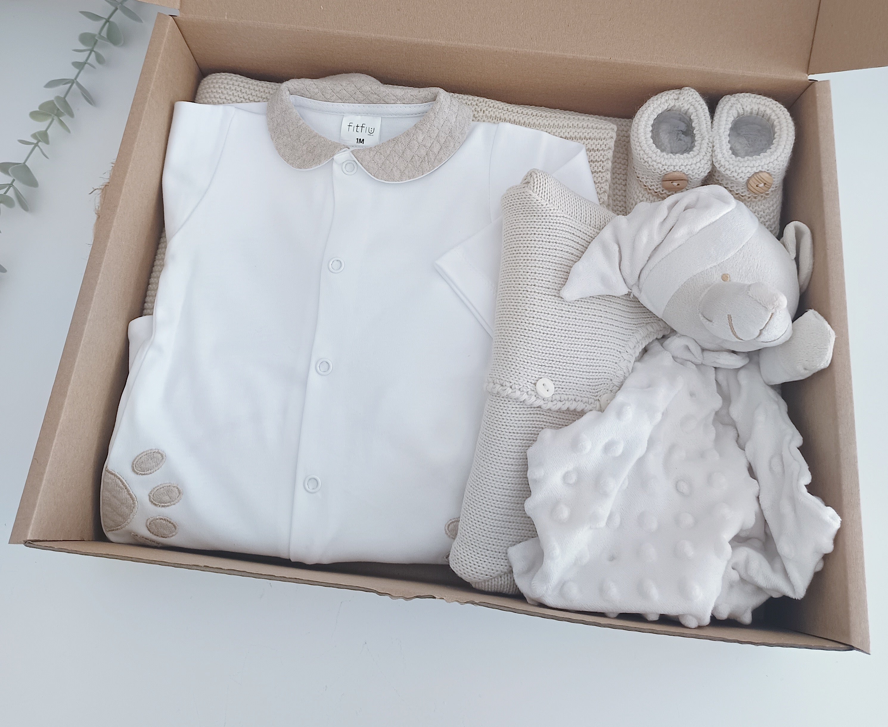 Conjunto para Bebé com Babygrow Urso Orelhas e Doudou Areia