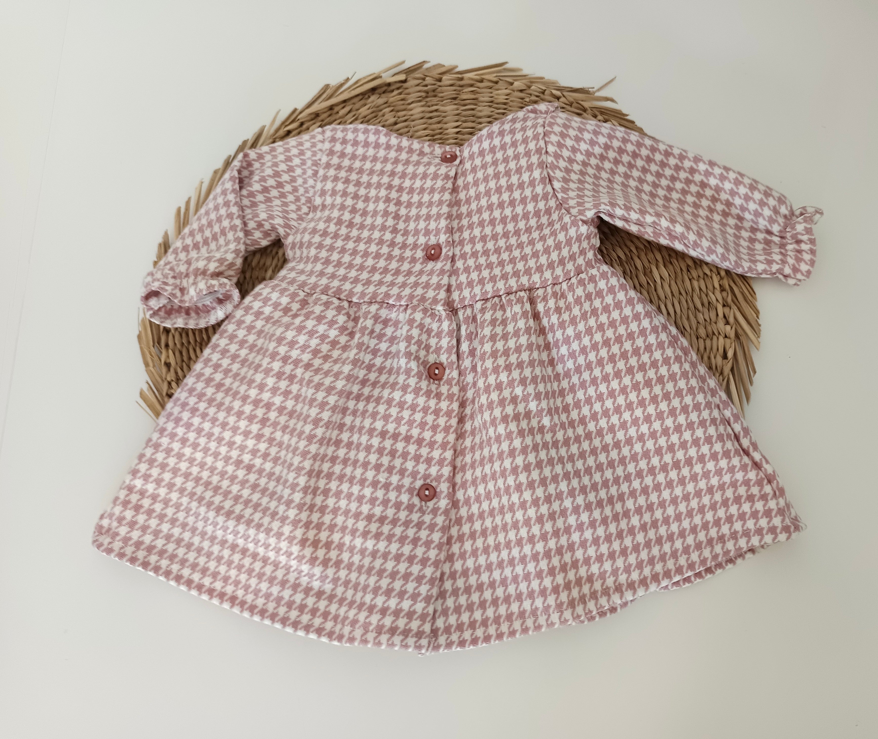 Vestido Xadrez Dois Laços Rosa Velho