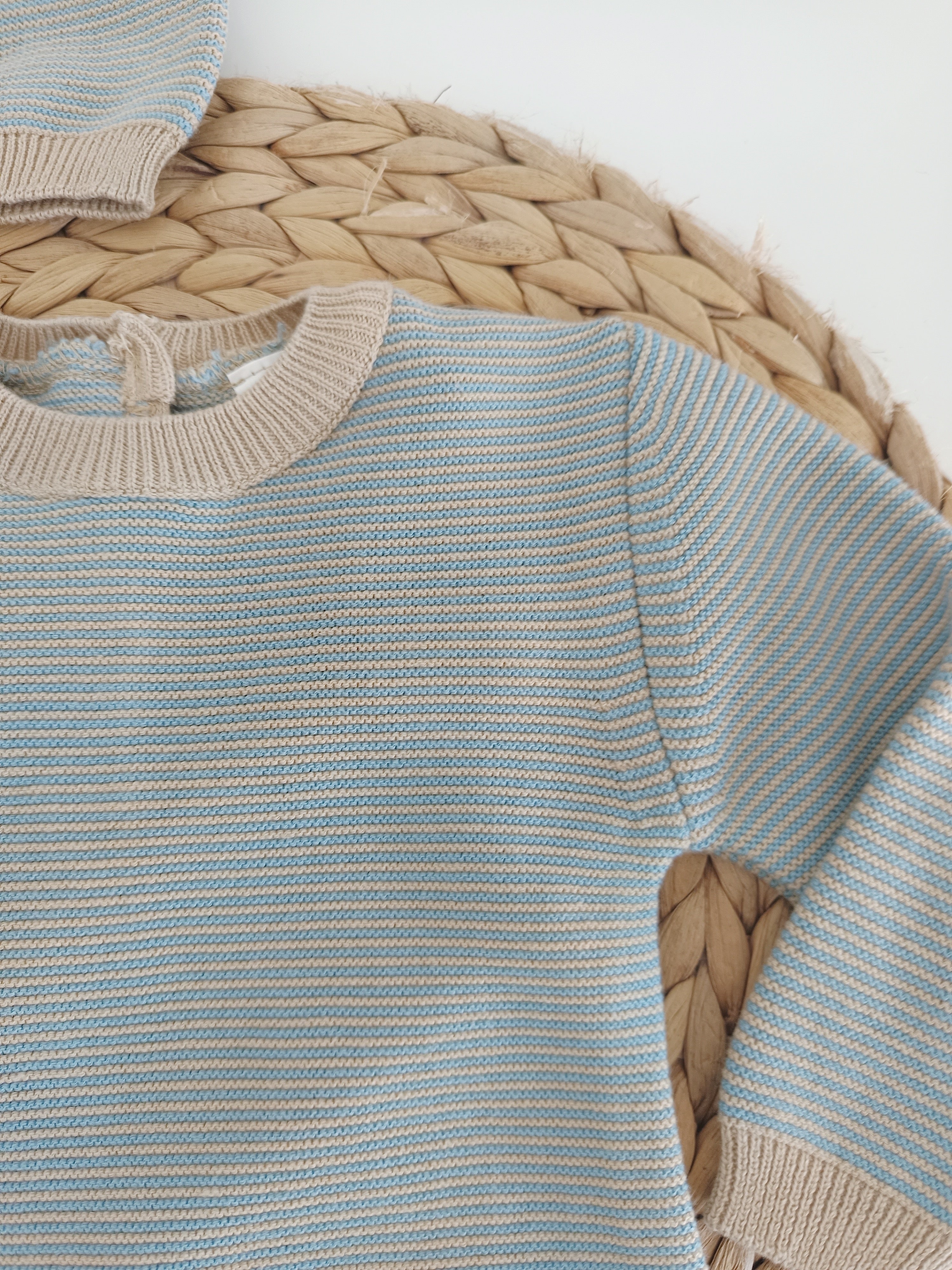 Babygrow de Malha Algodão com Gorro Riscas Verde e Areia