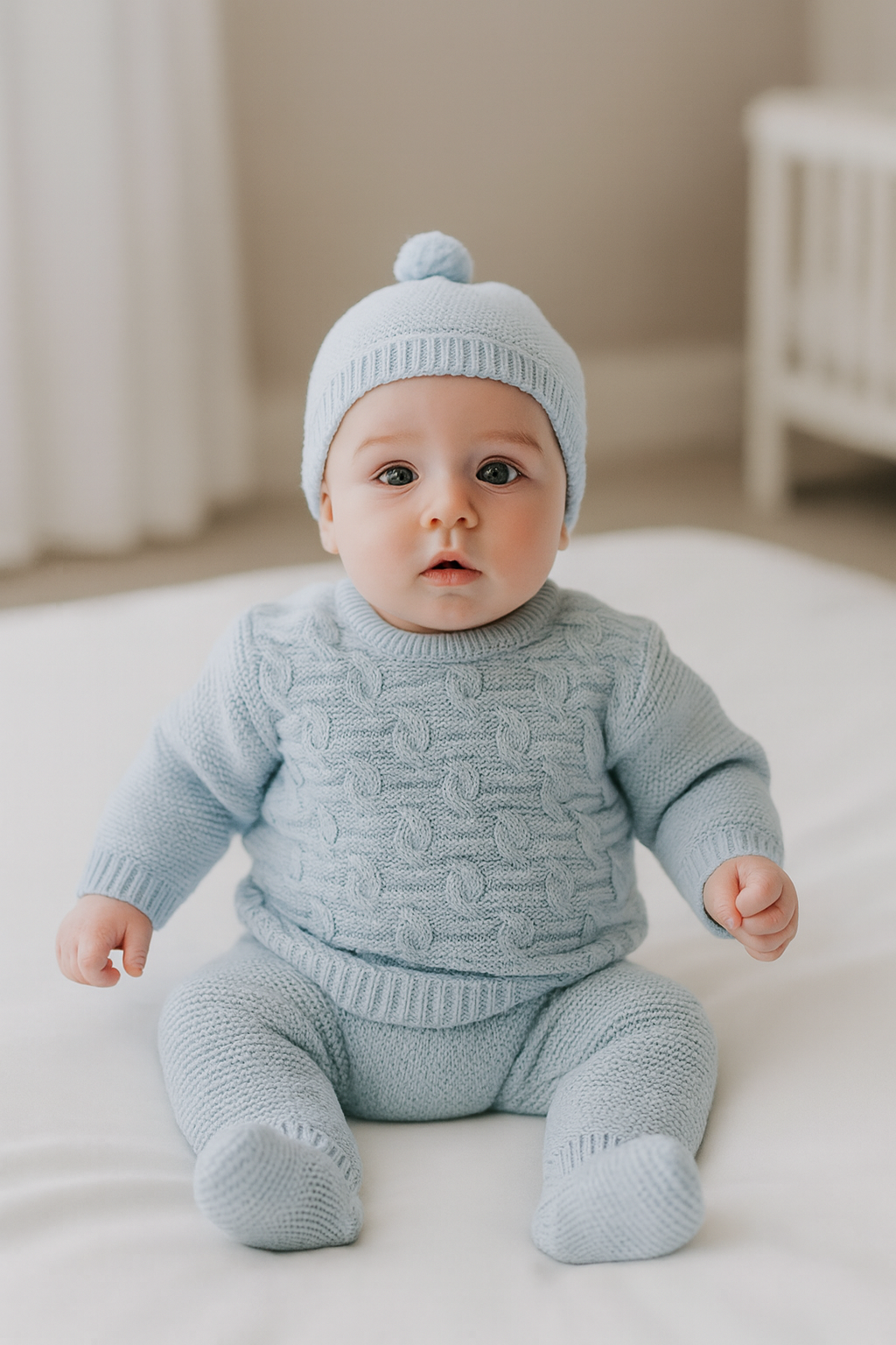 Conjunto de Malha Entrançado Azul