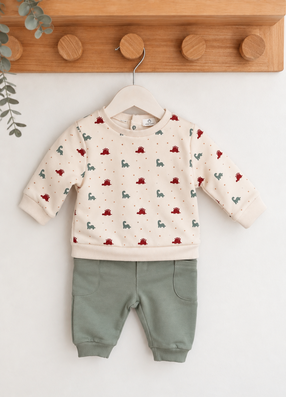 Conjunto de Calças e Camisola Dinos Verdes