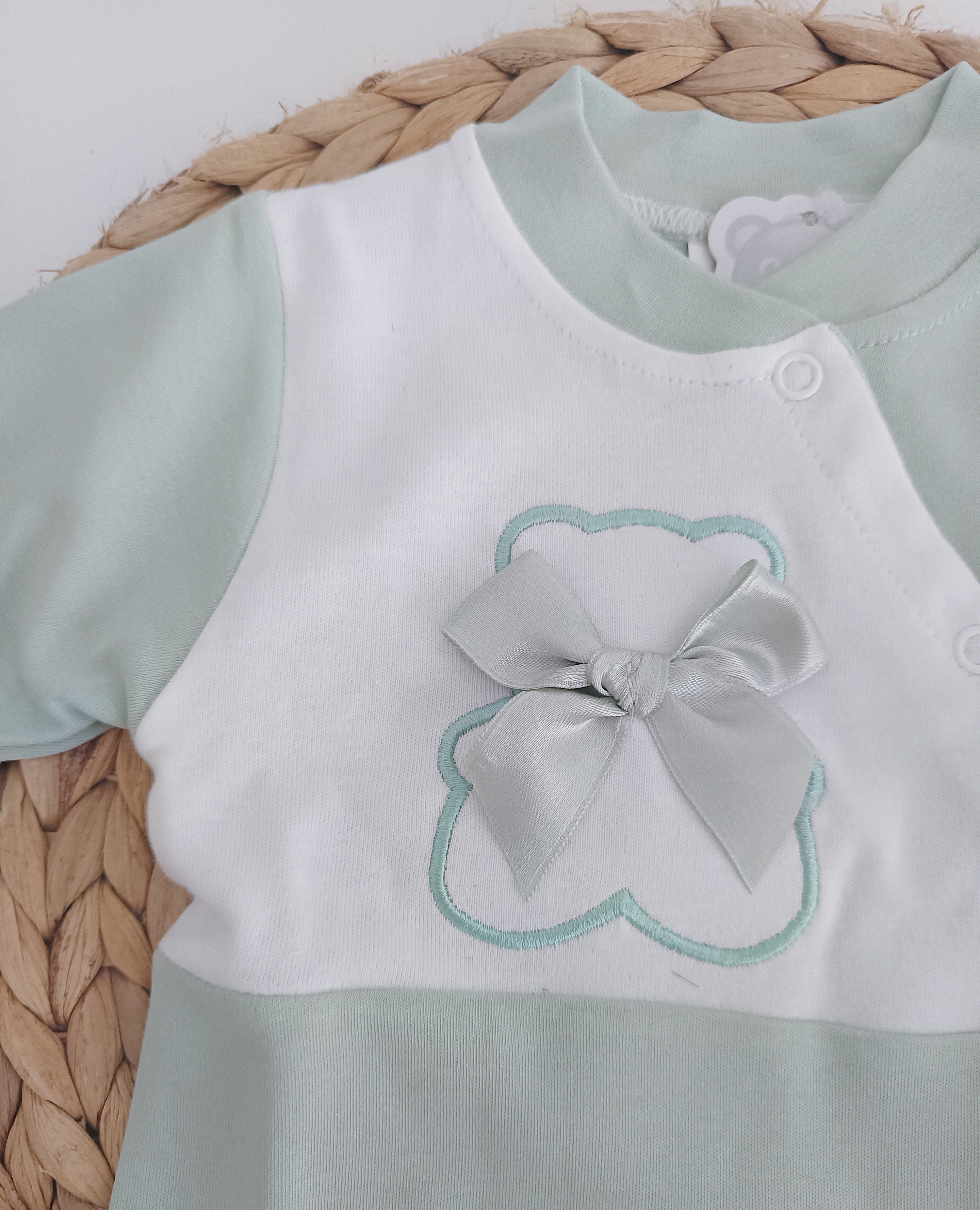 Babygrow Algodão Urso Laço Verde