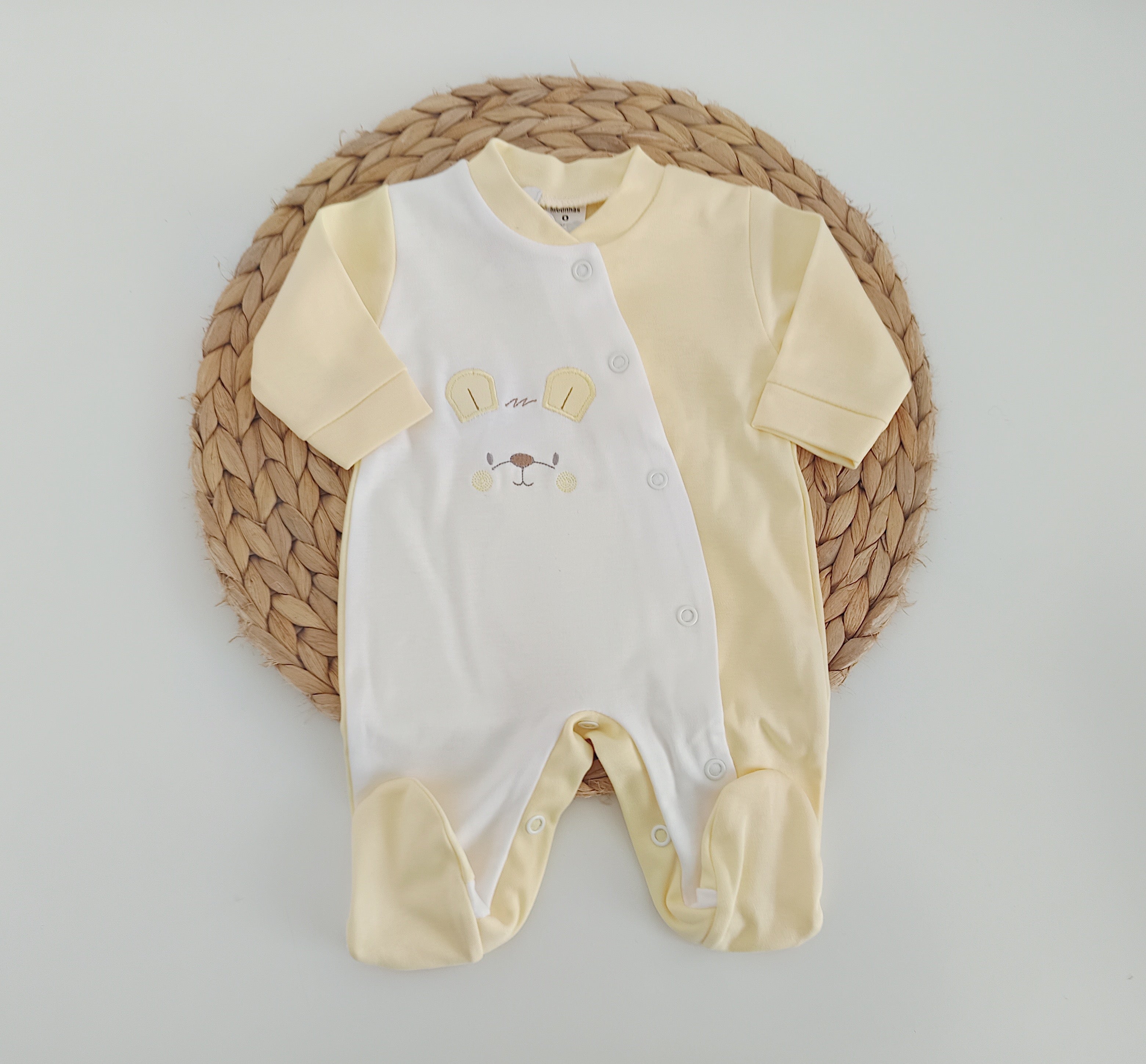 Babygrow Algodão Coelho Orelhas Amarelo