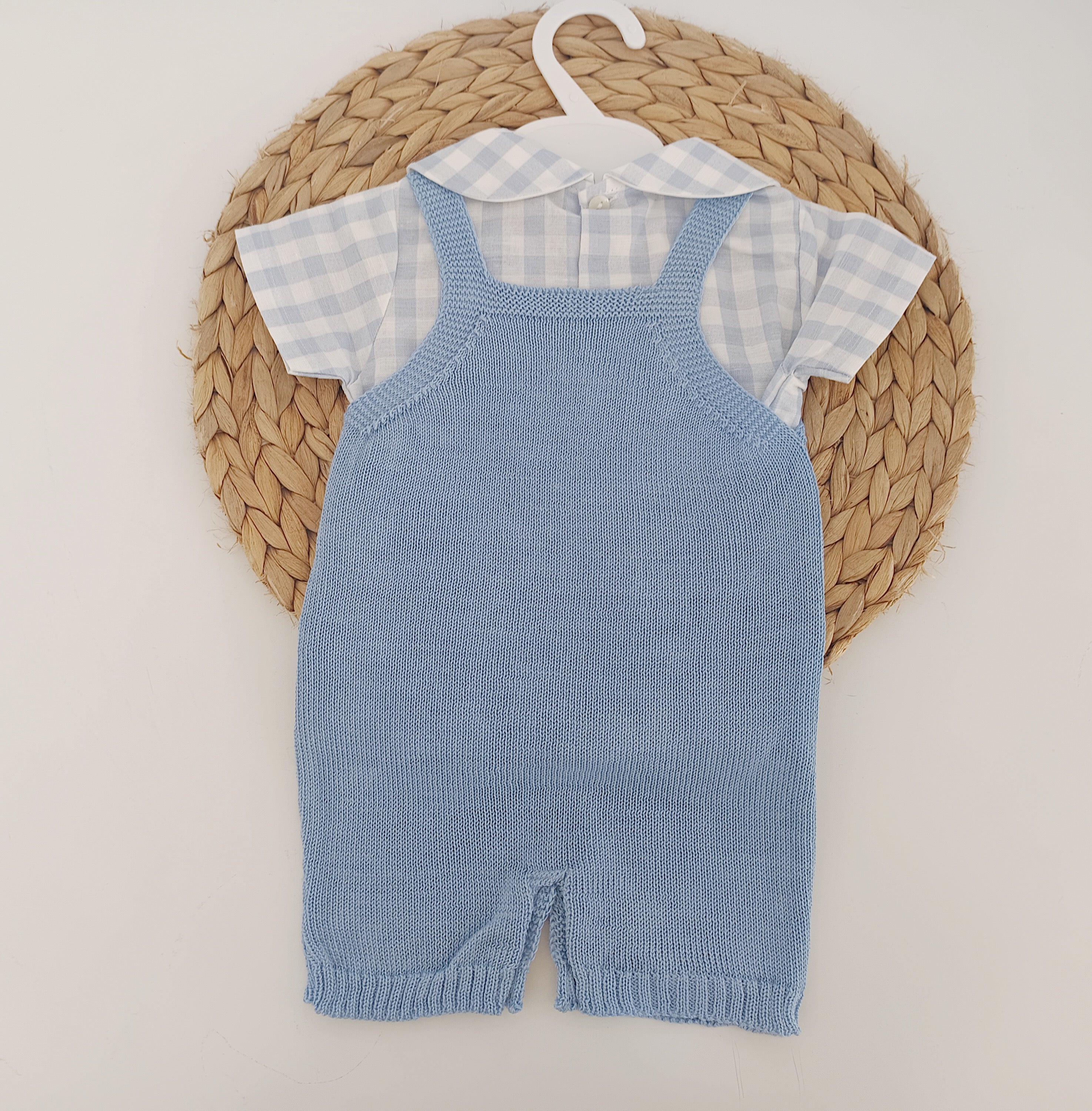 Macacão de Malha Bolso com camisa xadrez Jeans