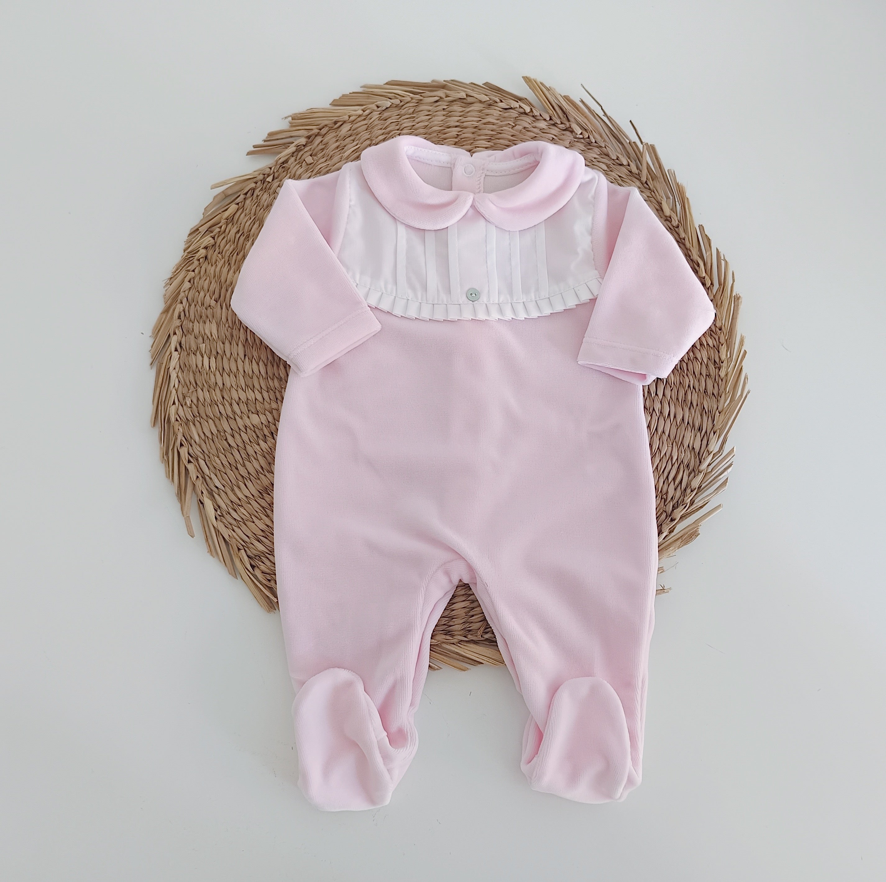Babygrow Veludo Peitilho Rosa