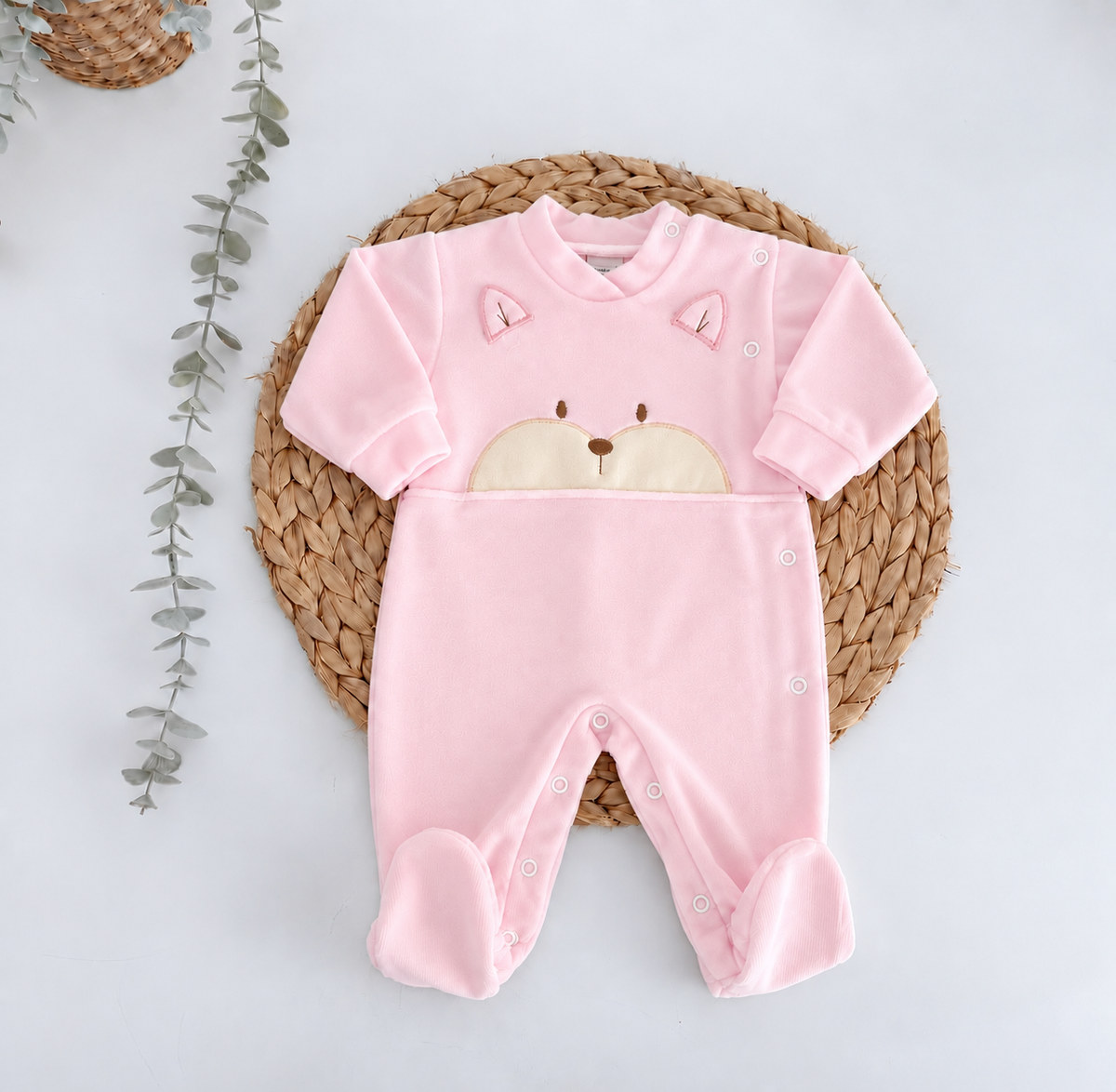Babygrow Veludo Raposinha Rosa
