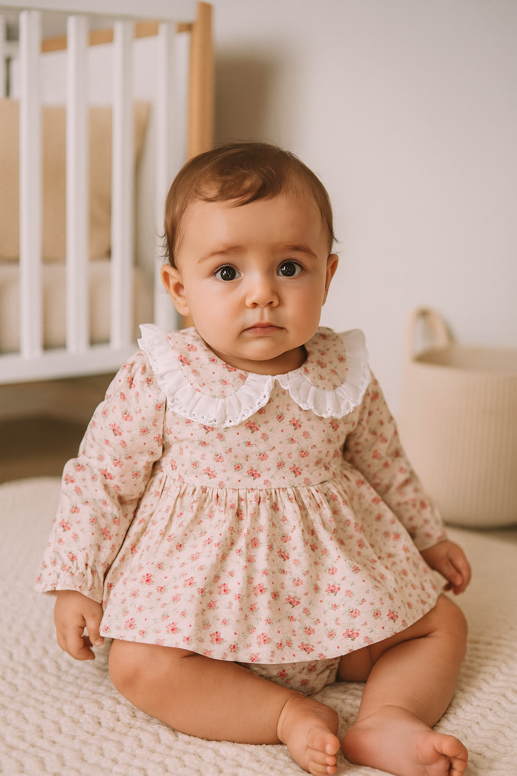 Vestido com Tapa Fraldas  Flores Pérola
