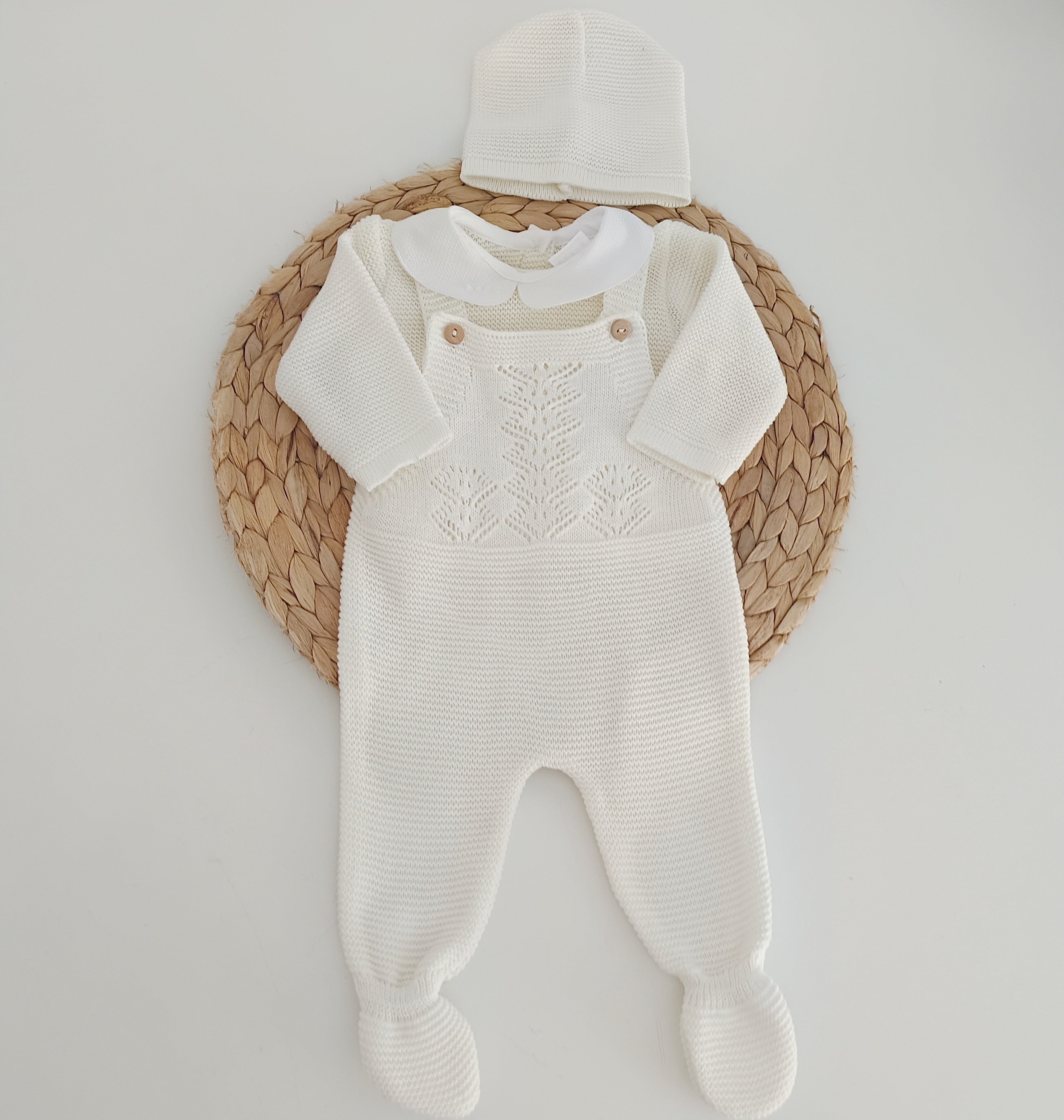 Jardineira Malha Algodão Saída Maternidade Pérola