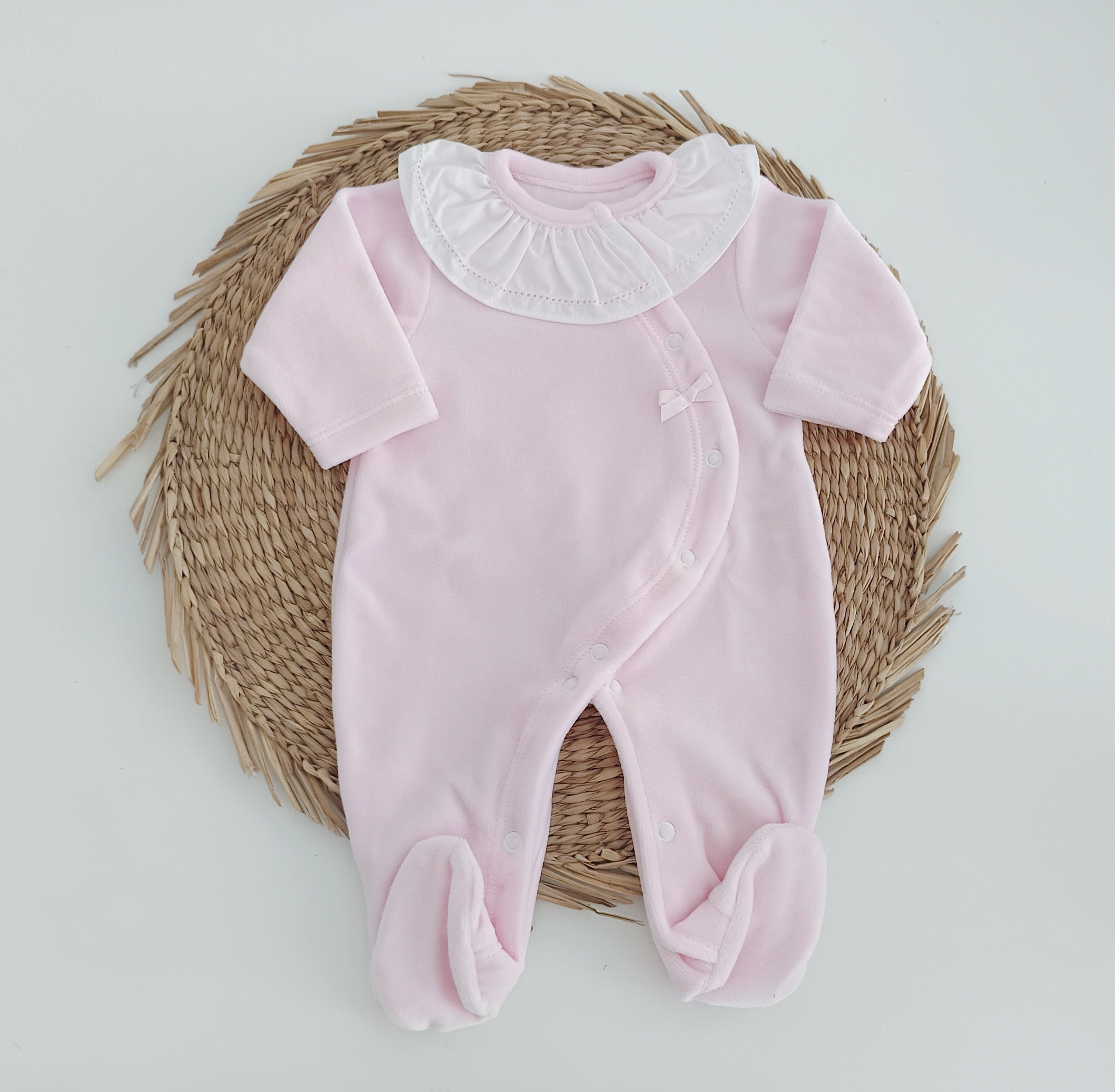 Babygrow Basic Lacinho Gola de Folho Rosa
