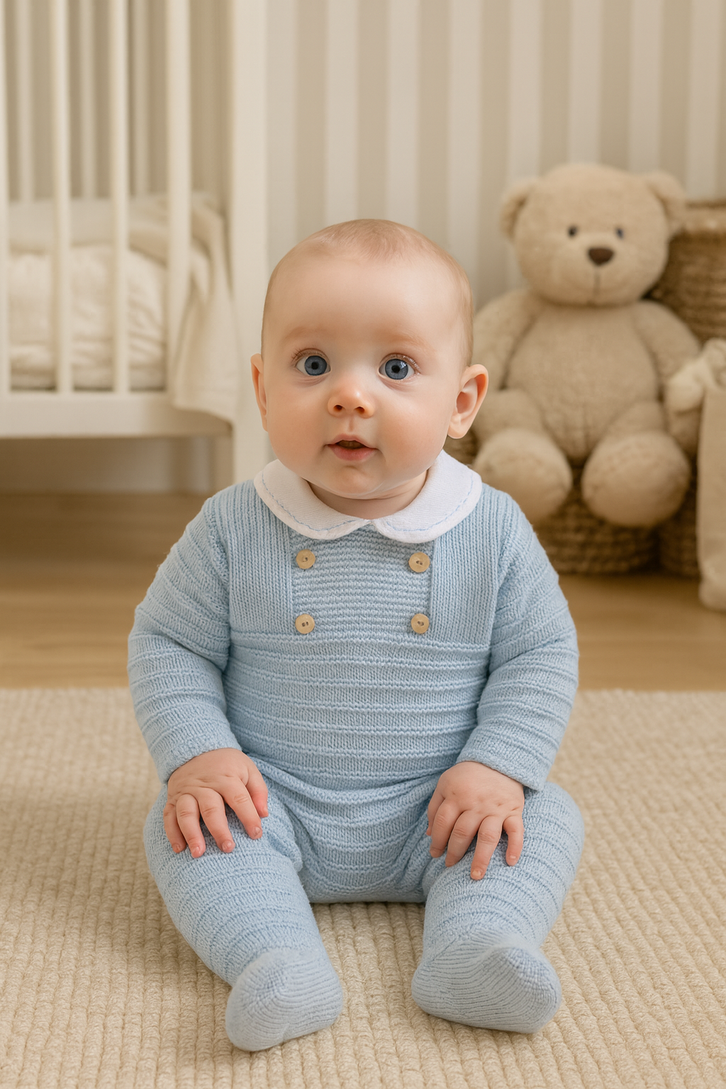 Babygrow de Malha Quatro Botões Azul