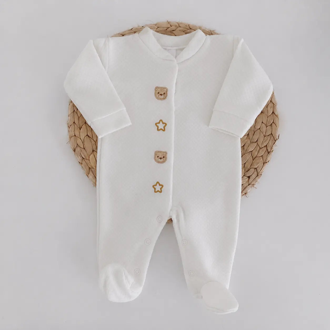 Babygrow bebé Algodão Ursinhos Estrelas Pérola
