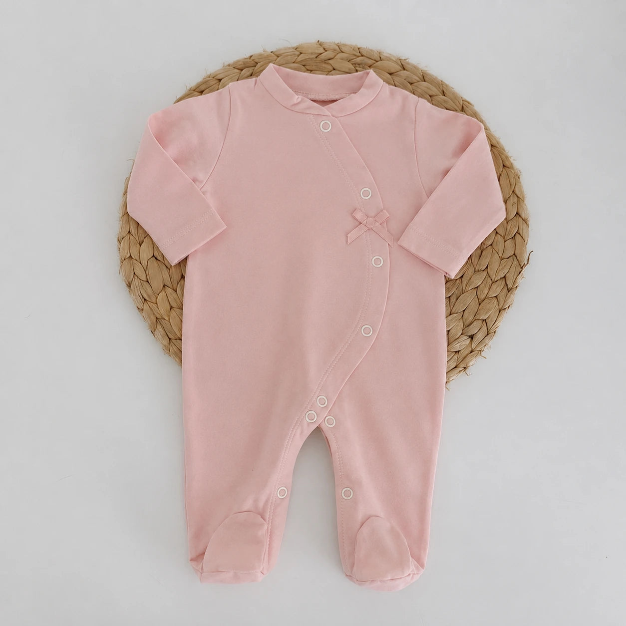 Babygrow Basic Lacinho Gola Simples Rosa Velho