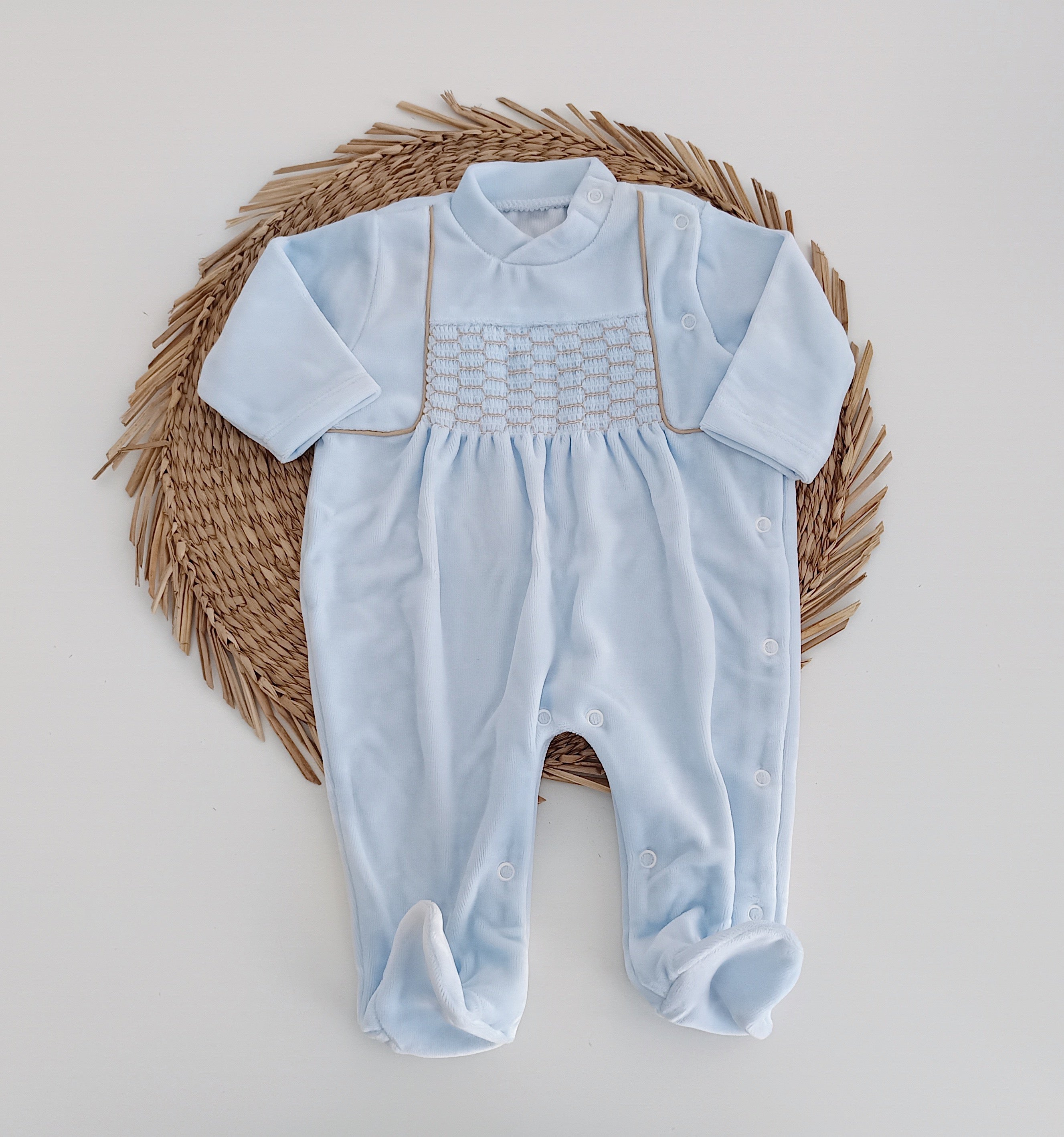 Babygrow Veludo Favos Gola Azul