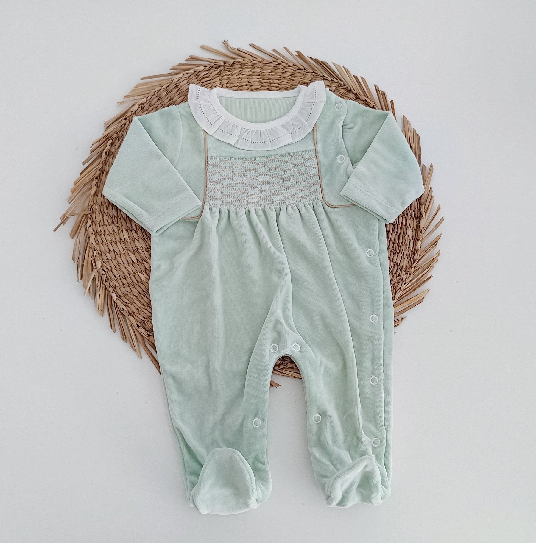 Babygrow Veludo Favos Gola Verde