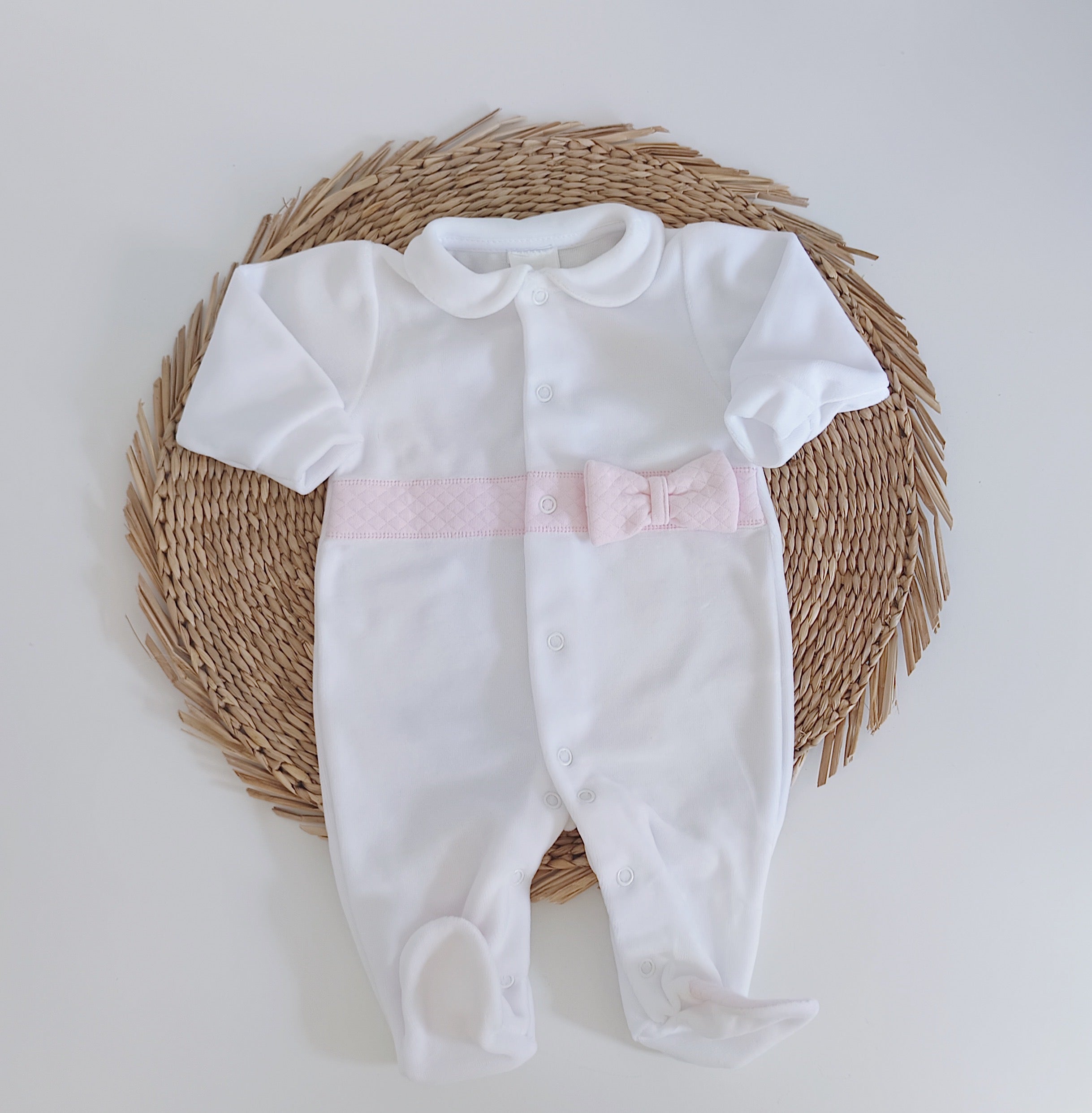 Babygrow com Barra e Laço Rosa