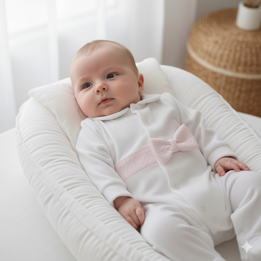 Babygrow com Barra e Laço Rosa