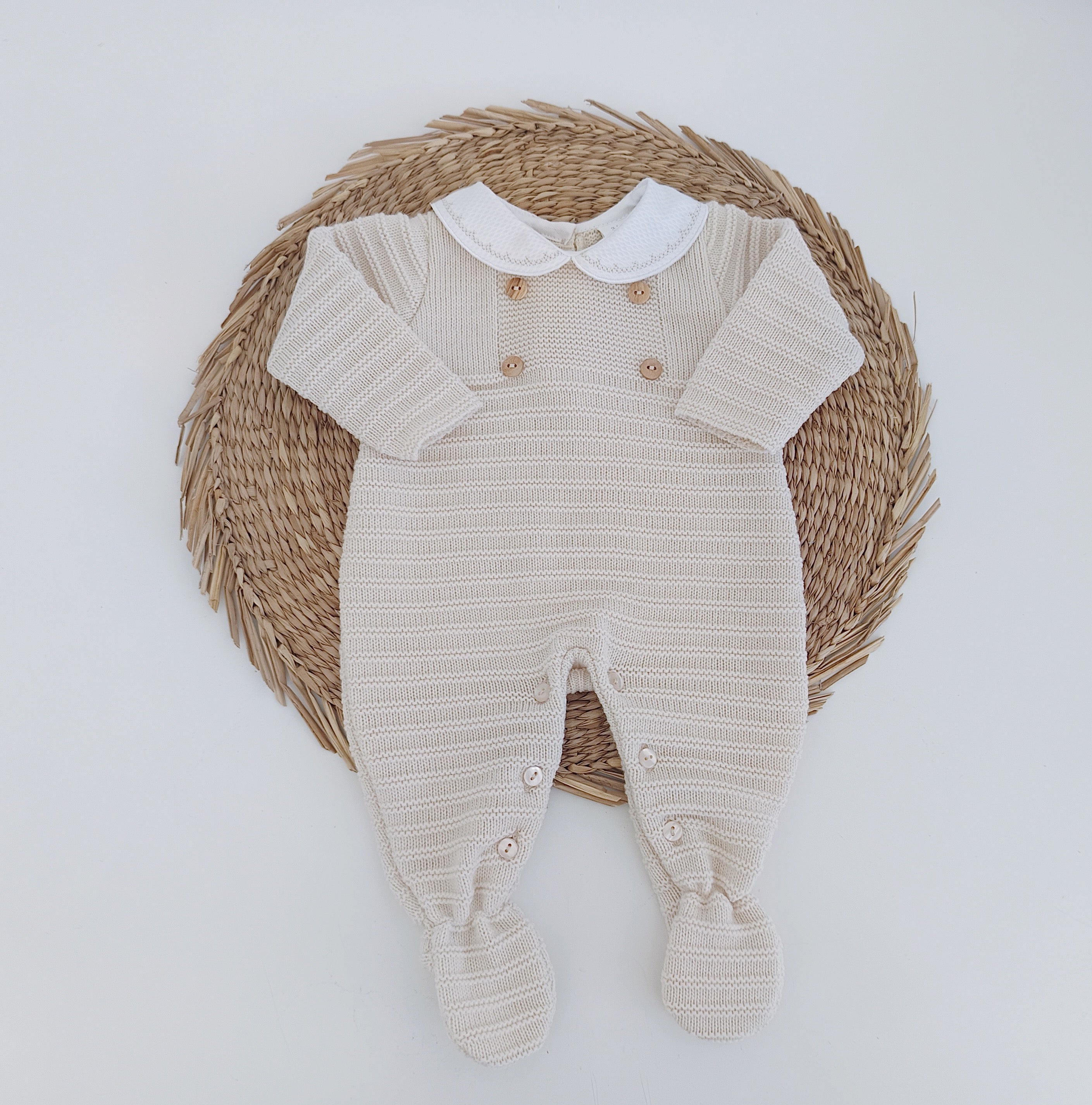 Babygrow de Malha Quatro Botões Areia