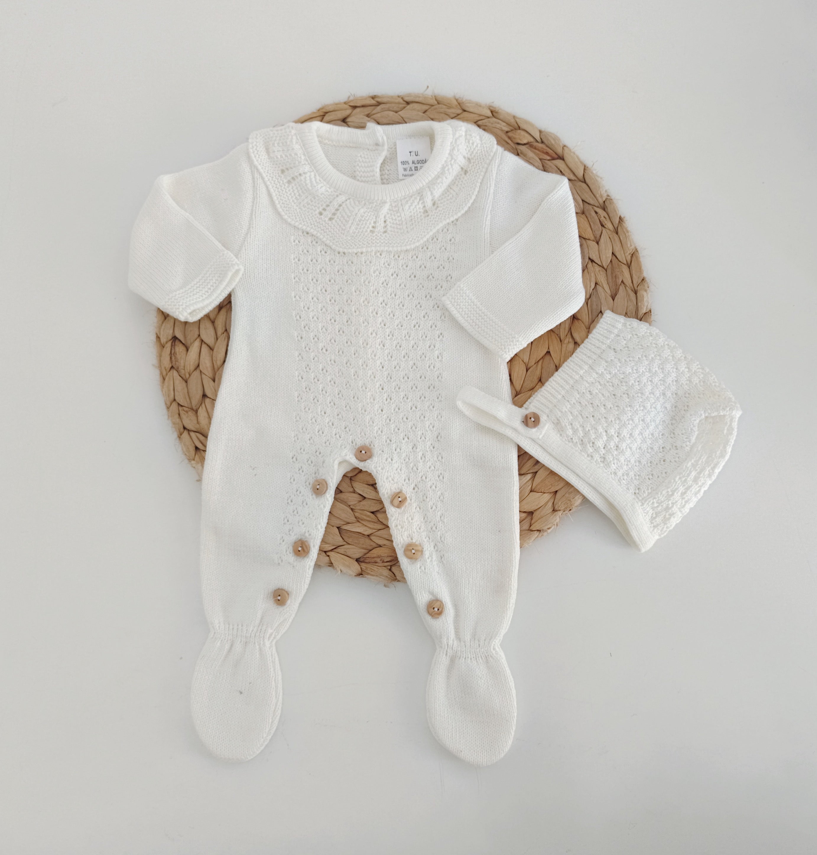 Babygrow de Algodão com touca Pérola