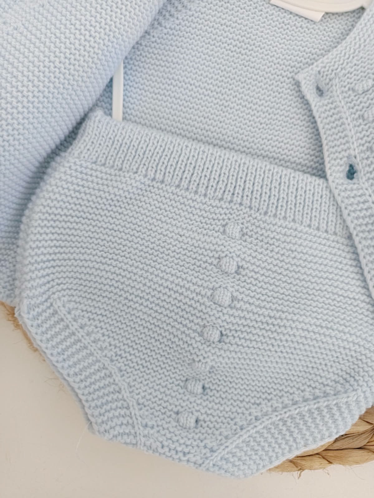Tapa Fraldas de Malha com Gorro e Casaco Azul